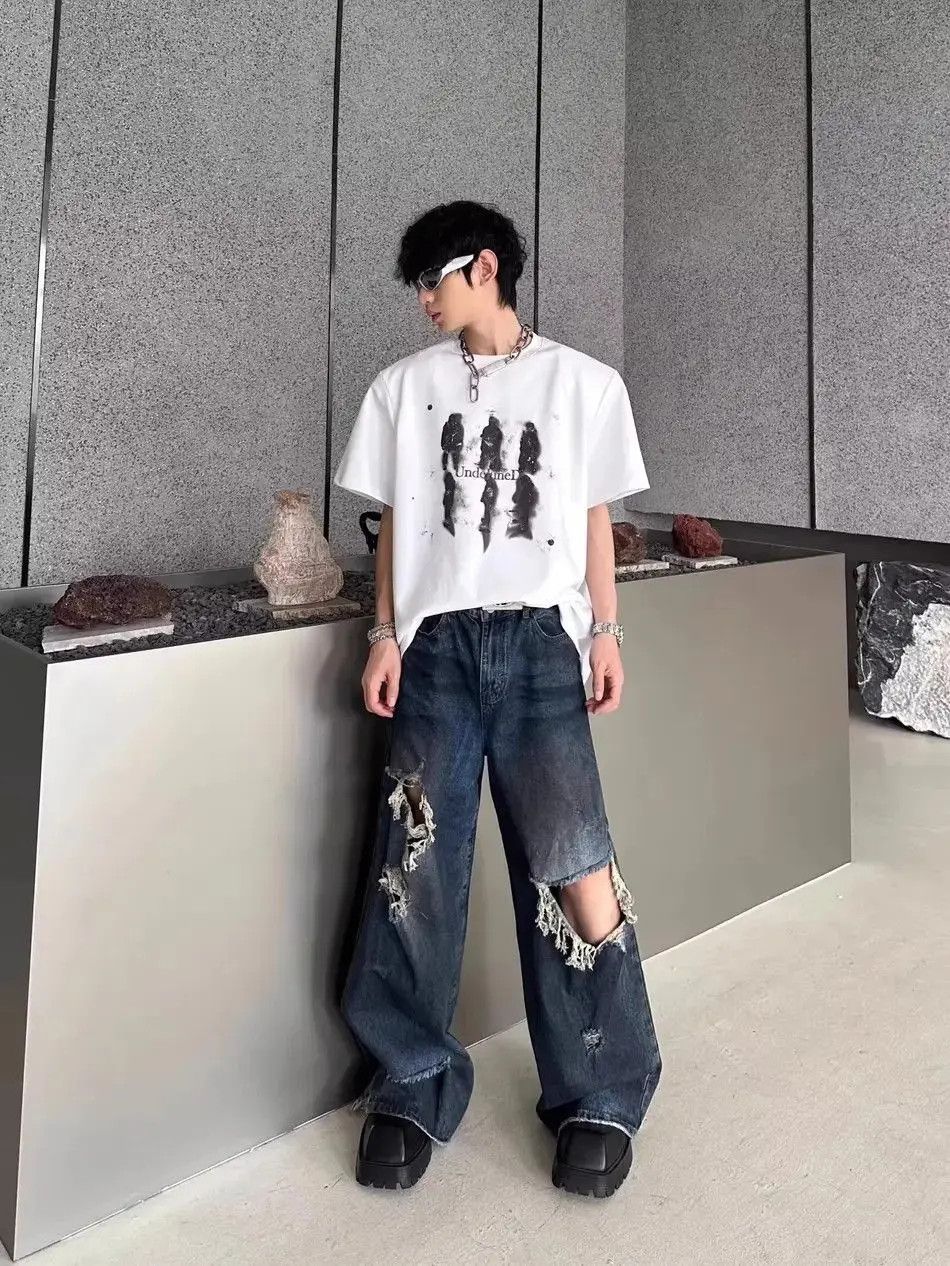 Japanese Brand Retro splashed ink distressed jeans Size US 32 / EU 48 - 2 Thumbnail