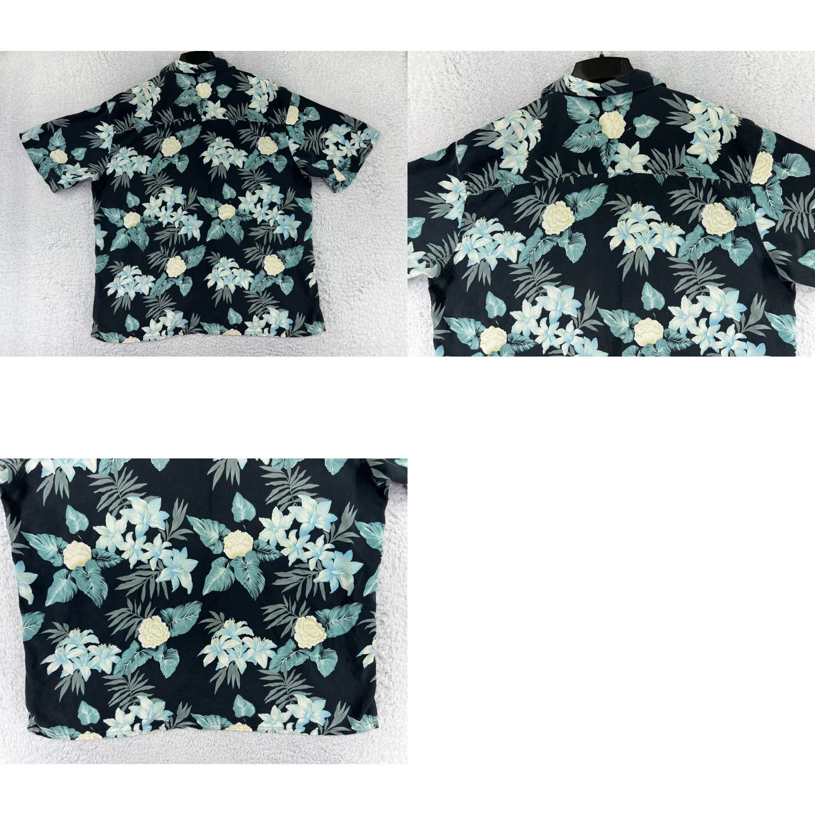 Vintage Wff Shirt Mens 2XL Black Floral Hawaiian Button Up Silk Pocket Classic Aloha Beach Resort Vacation Casual Size US XXL / EU 58 / 5 - 9 Thumbnail