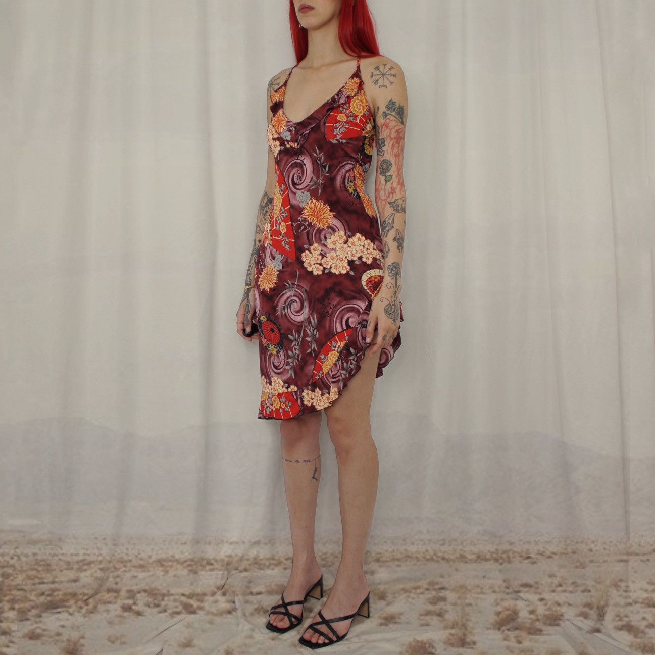 Vintage 🪭FAN PURPLE DRESS🪭 Size M / US 6-8 / IT 42-44 - 2 Thumbnail
