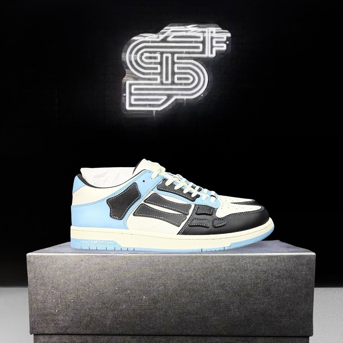 Amiri Amiri Skel-Top Low Blue/Black/White Size US 13 / EU 46 - 1 Thumbnail