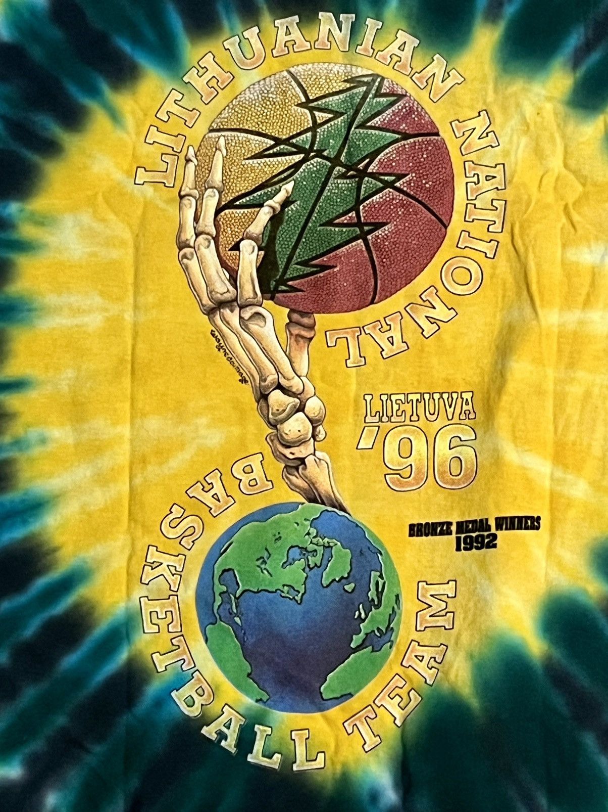 Vintage Grateful Dead 1996 Lithuania tie-dye basketball T-shirt Size US XL / EU 56 / 4 - 11 Thumbnail