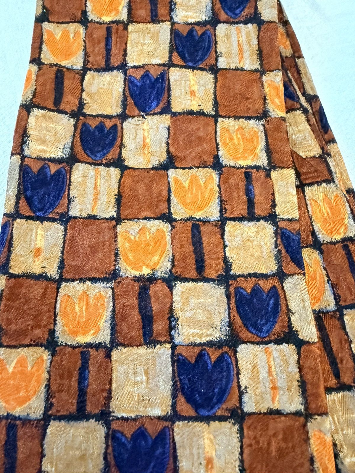 Ermenegildo Zegna Ermenegildo Zegna Silk Tie Brown Orange Blue Jacquard 59” Size ONE SIZE - 4 Thumbnail