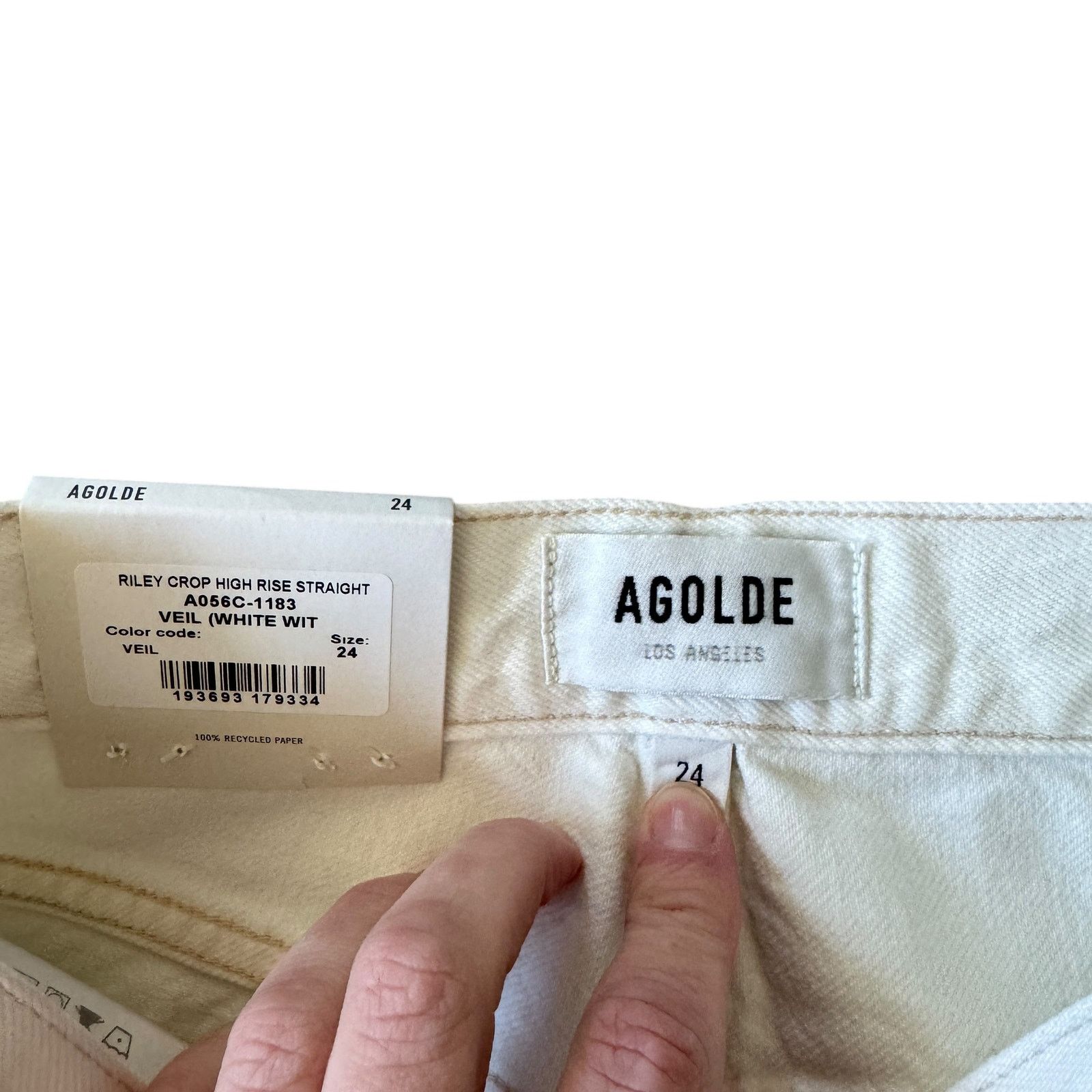Agolde NEW AGOLDE Riley High Rise Straight Crop Jeans Veil White Size 24" / US 00 / IT 34 - 8 Thumbnail