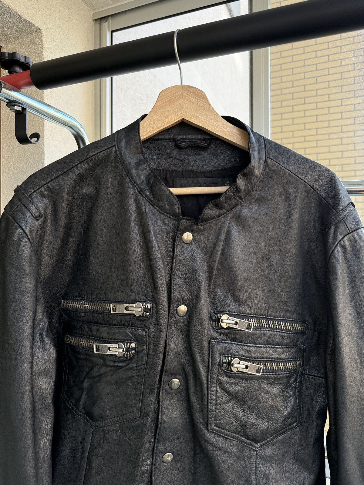 Allsaints Allsaints Ramones Leather Bomber Button Punk Motor Jacket Size US XL / EU 56 / 4 - 2 Thumbnail
