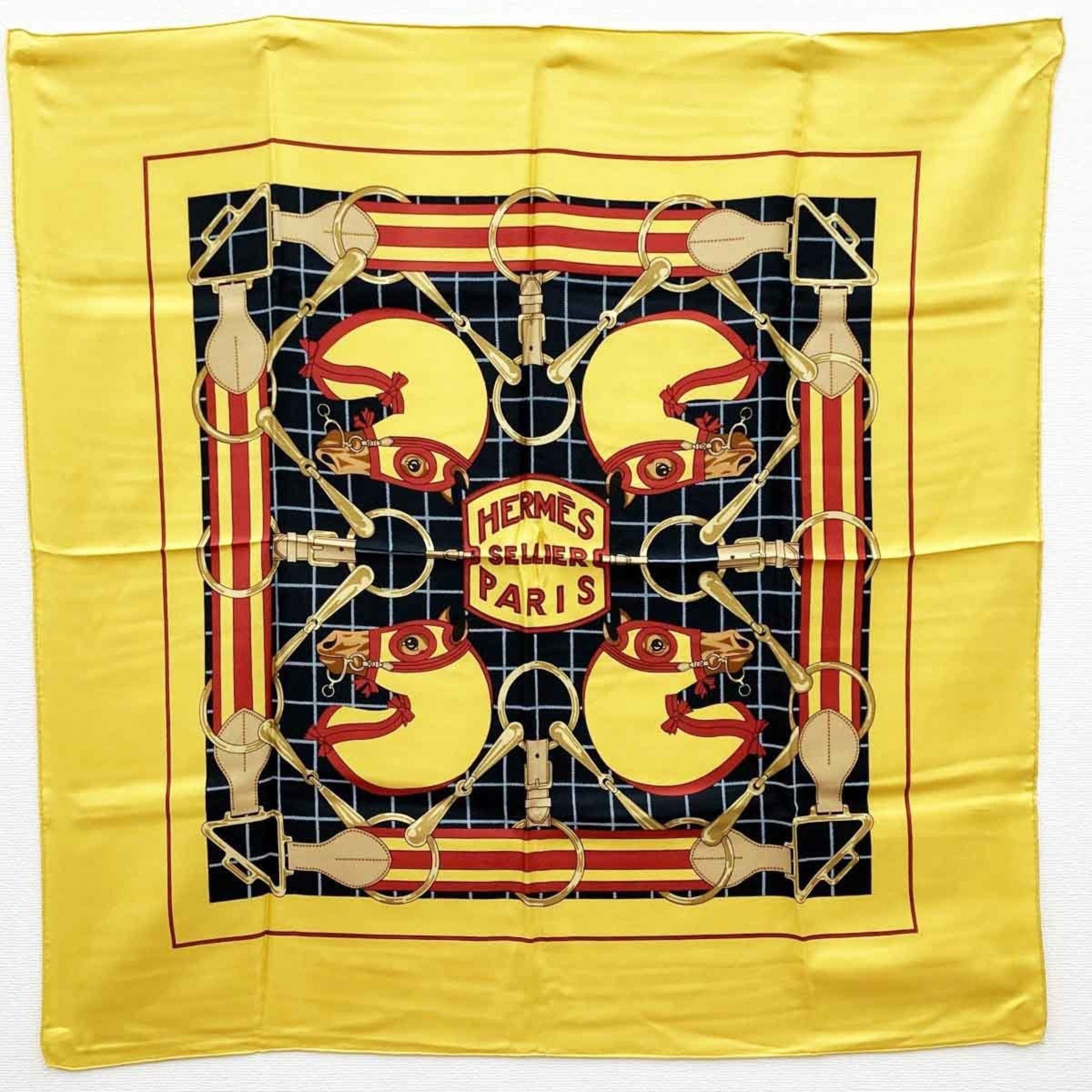 image of Hermes Carre 70 Muffler/scarf Horse Yellow Silk Ladies Fashion Item590Nm1Nt, Women's