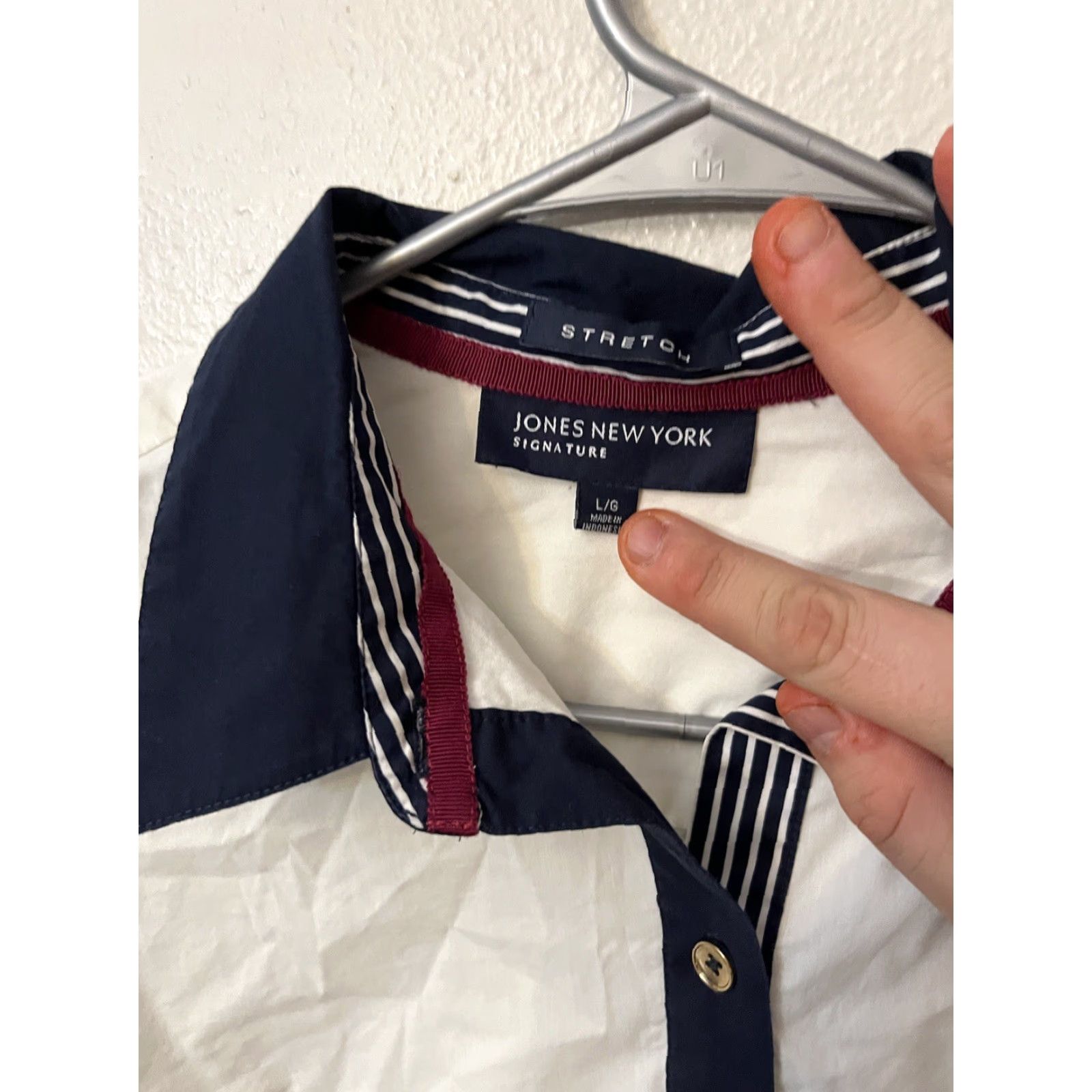 Jones New York Jones New York Shirt Blouse Large White 3/4 Sleeve Office Preppy Size L / US 10 / IT 46 - 2 Thumbnail
