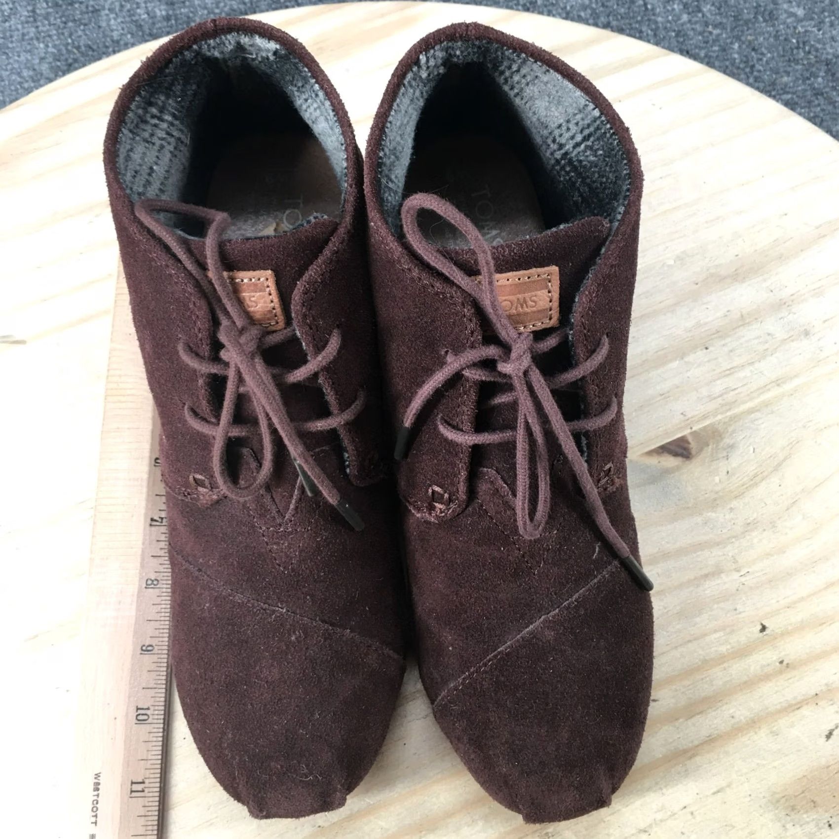 Toms Toms Boots Womens 9 Wedge Ankle Booties Brown Leather Lace Up Casual Round Toe Shoes Mens? Size US 9 / IT 39 - 5 Thumbnail