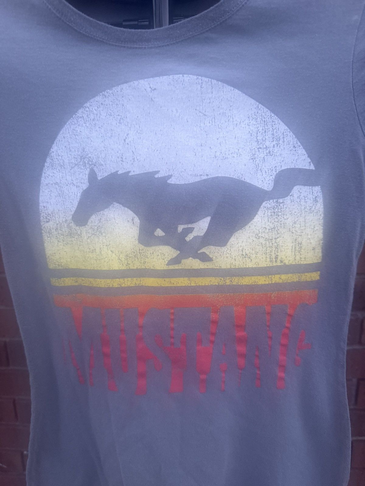 Mustang Ford Mustang Running Horse Sunset Fitted T Shirt Top Juniors Size M / US 6-8 / IT 42-44 - 3 Thumbnail