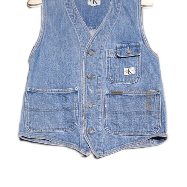 Calvin Klein × Vintage Vintage 90s Calvin Klein CK Denim Vest MADE IN USA Unisex L Size US L / EU 52-54 / 3 - 1 Thumbnail