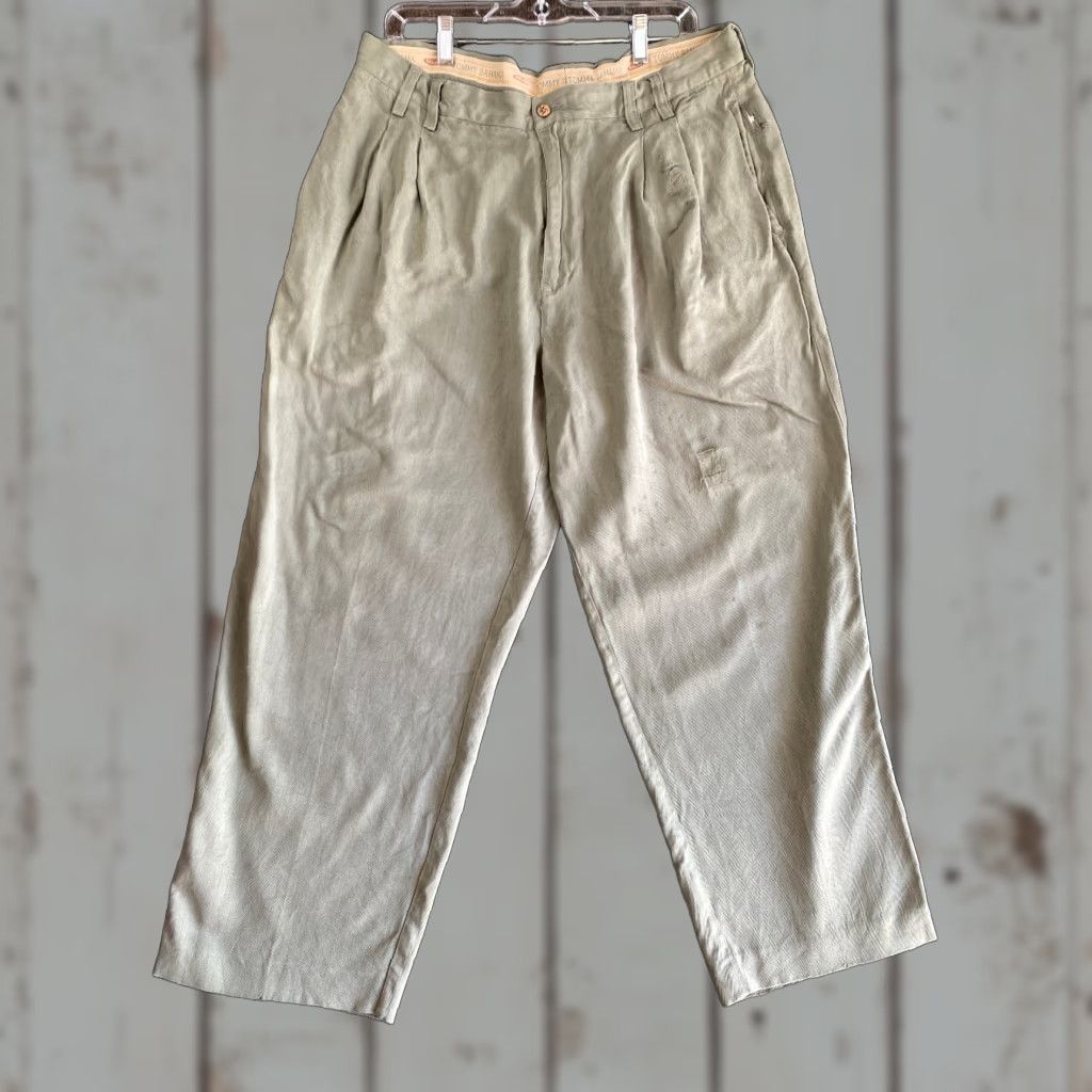 Tommy Bahama Tommy Bahama Men’s Silk Pants Green 38 Relaxed Fit Wide Leg 100% Silk Chino Straight Inseam 28 in Belt Loops Dry Clean Only Vintage? (No) Size US 38 / EU 54 - 1 Thumbnail