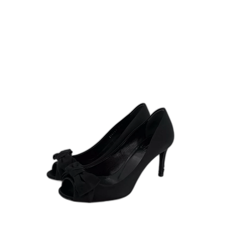 Gucci Gucci Black Bow Peep Toe High Heels Size US 5 / IT 35 - 1 Thumbnail
