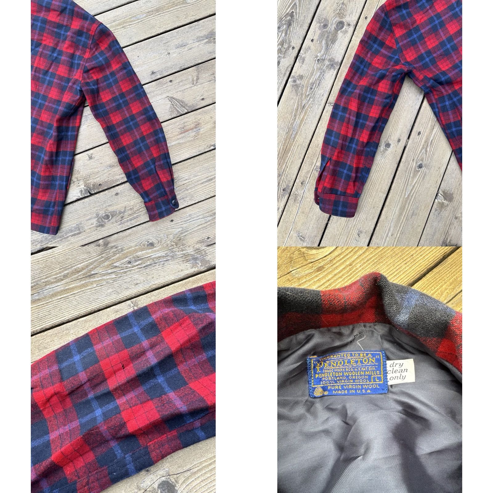 Pendleton VINTAGE Pendleton USA Jacket Wool Plaid Red Black Tartan Large 60s 70s Mens Size US L / EU 52-54 / 3 - 8 Thumbnail
