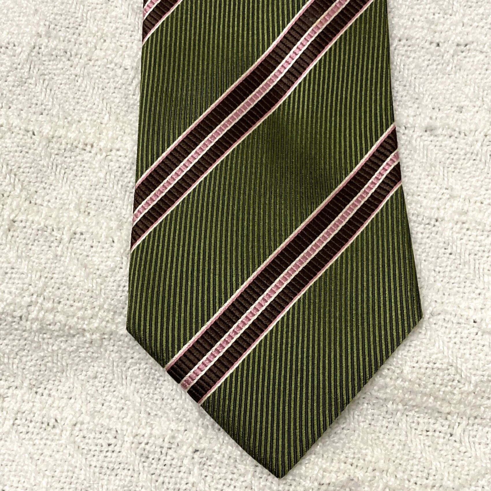 Vintage VINTAGE Angelo Stanganini Tie Striped Silk Green Firenze Men’s Necktie Size ONE SIZE - 5 Thumbnail
