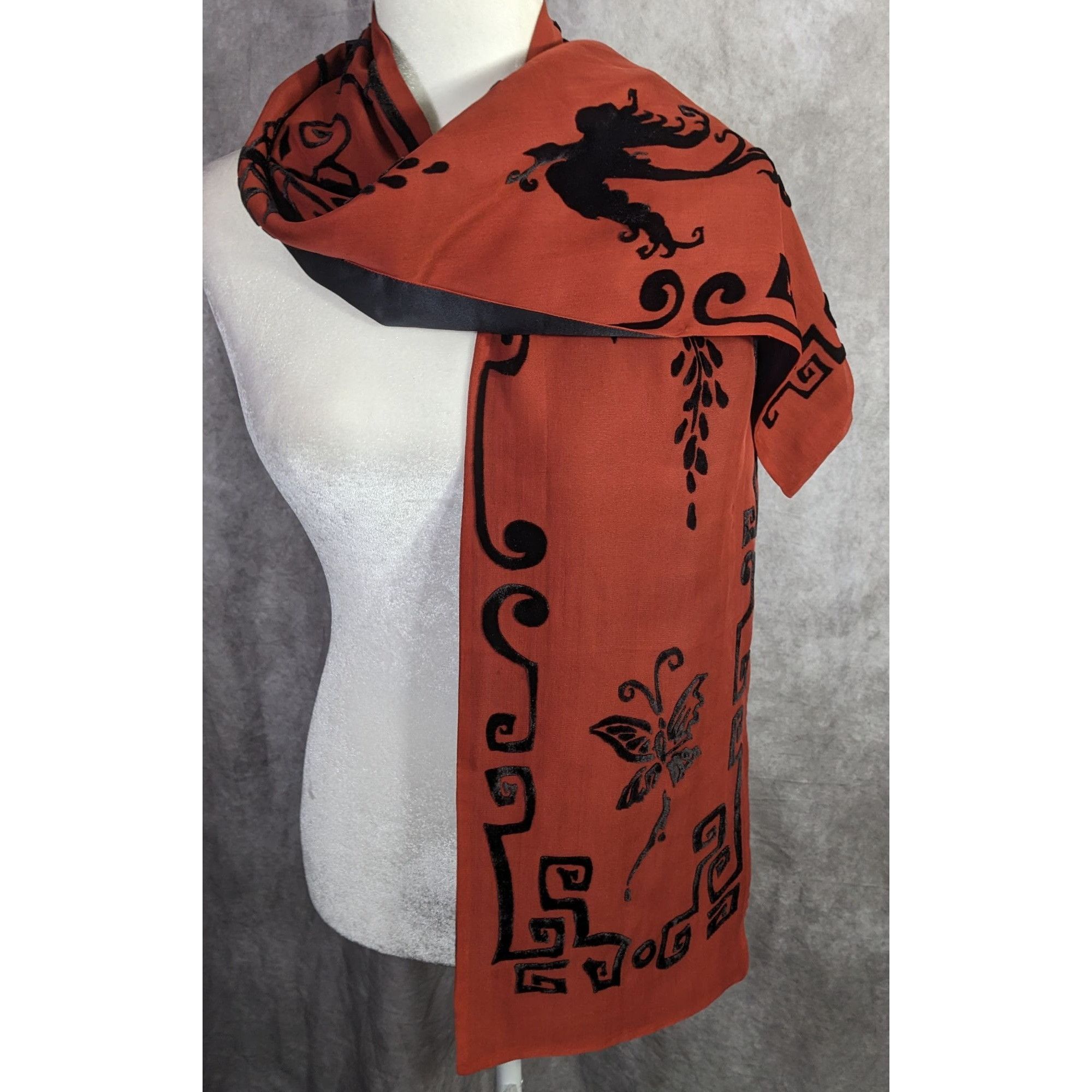 Other Vintage 90s Gothic Burnt Velvet Scarf With Intricate Butterf Size ONE SIZE - 12 Thumbnail
