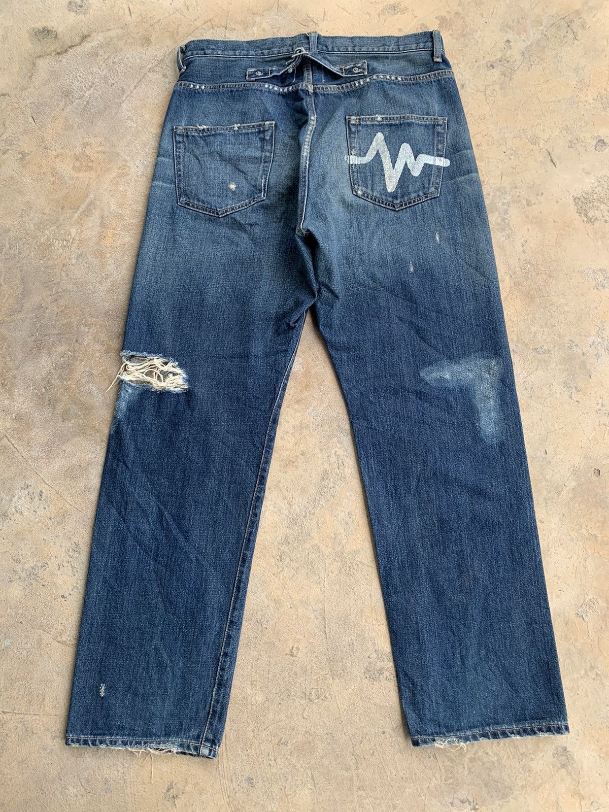 If Six Was Nine × Jean × WHIZ LIMITED Whiz Limited Japan Ripped Selvedge Distressed Denim Size US 35 - 2 Thumbnail
