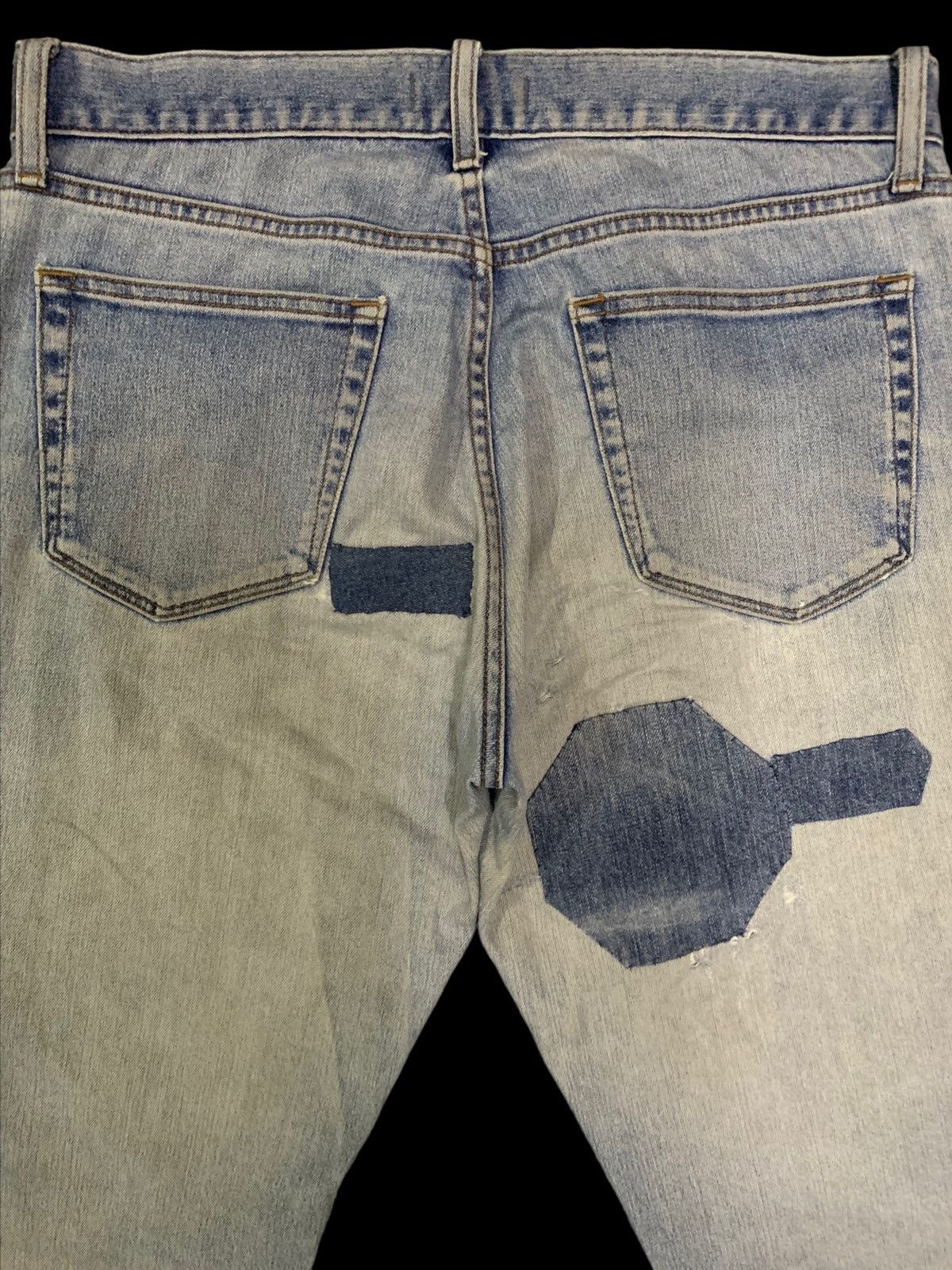 Undercover × Uniqlo Vintage Uniqlo Blue Wash Patchwork Distressed Jeans (Rework) Size US 33 - 12 Thumbnail