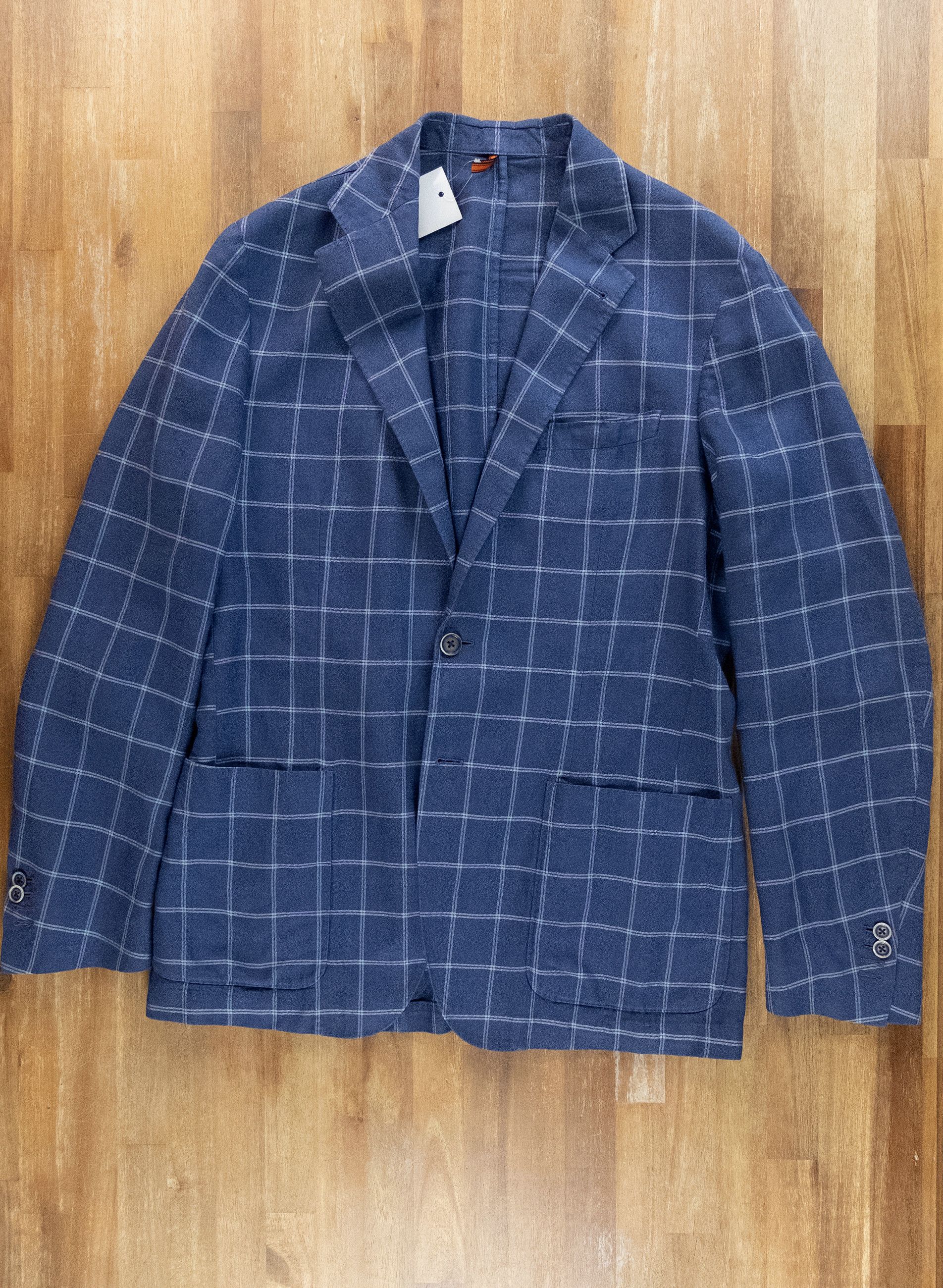 Corneliani CORNELIANI ID blue windowpane linen wool silk sportcoat 40 Size 40R - 4 Thumbnail