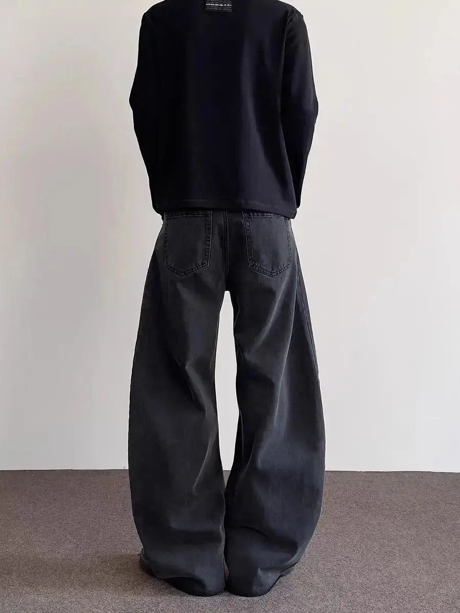 Japanese Brand High Street Aged Black And Grey Micro Flare Jeans Size US 32 / EU 48 - 4 Thumbnail