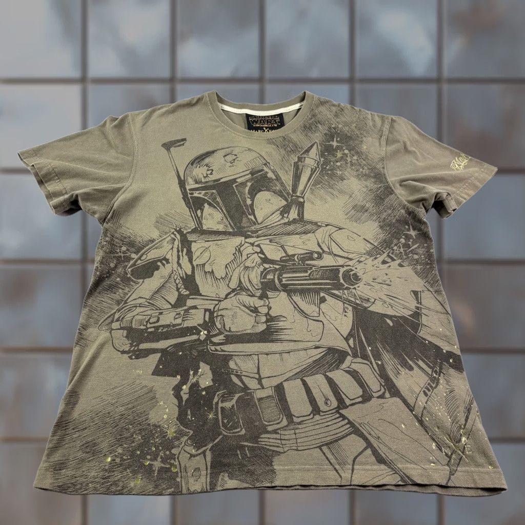 Star Wars VINTAGE Star Wars Marc Ecko Shirt Mens Large Green Boba Fett Graphic AOP Crew Neck Size US L / EU 52-54 / 3 - 1 Thumbnail