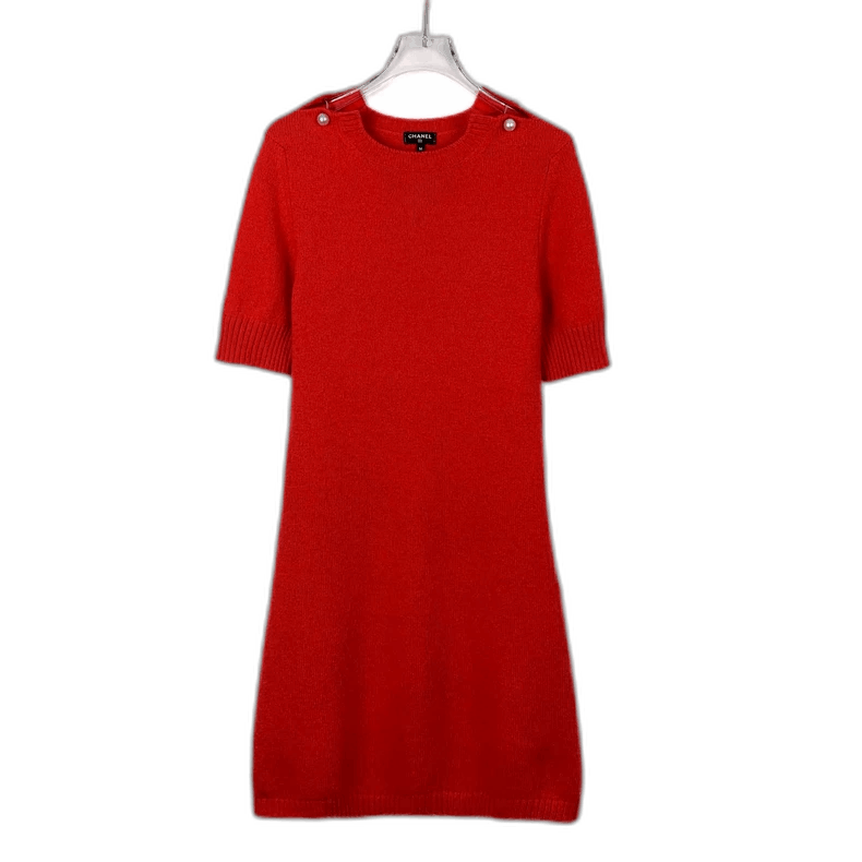 Red Cashmere Knit Dress by Chanel -2505