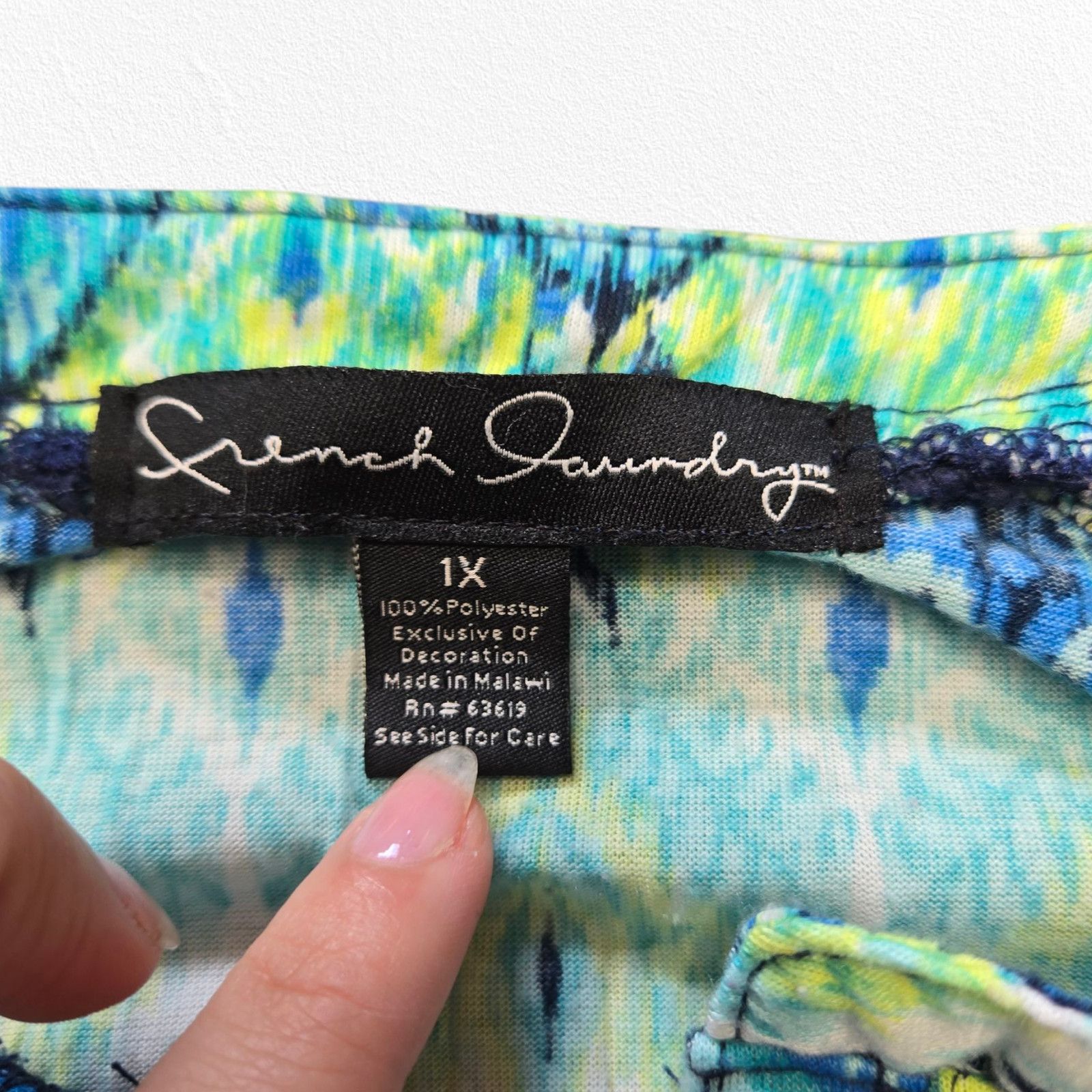 Other Green Blue Watercolor V Neck Relaxed Blouse Size 1X Size XXL / US 16-18 / IT 52-54 - 5 Thumbnail