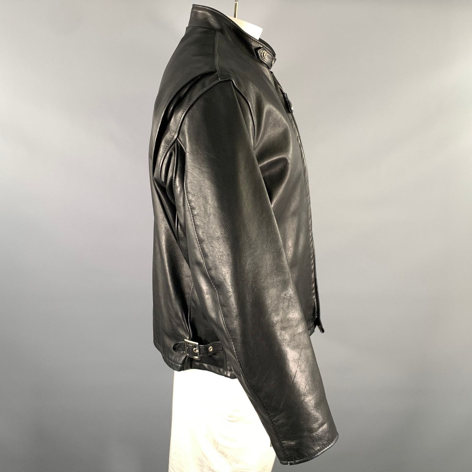 Schott SCHOTT Size 46 Black Leather Moto Racer Jacket Size US XL / EU 56 / 4 - 3 Thumbnail