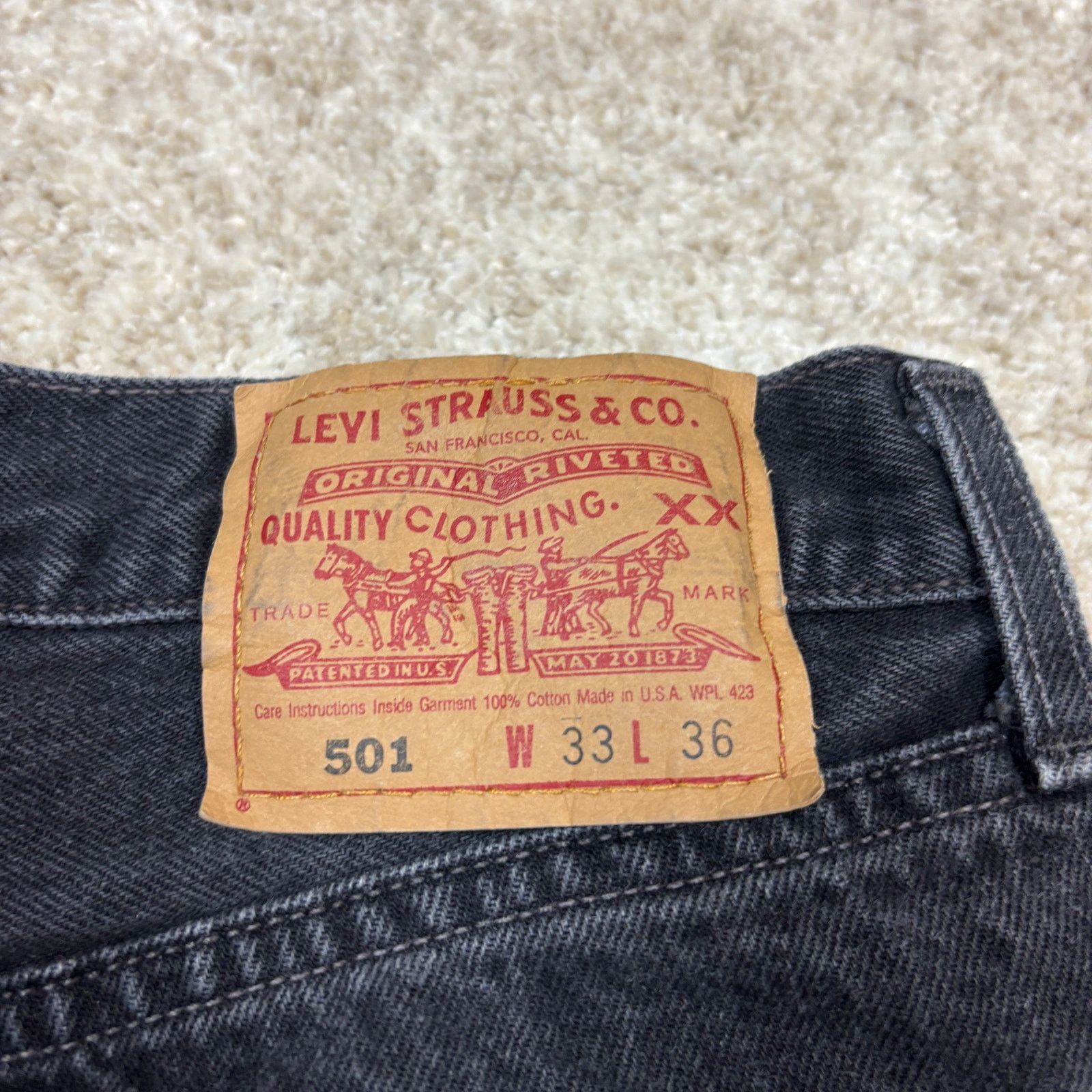 Levi's × Vintage Vintage 90s Levi's 501 Straight Leg Black Denim Jeans 33x36 Size US 33 - 5 Thumbnail
