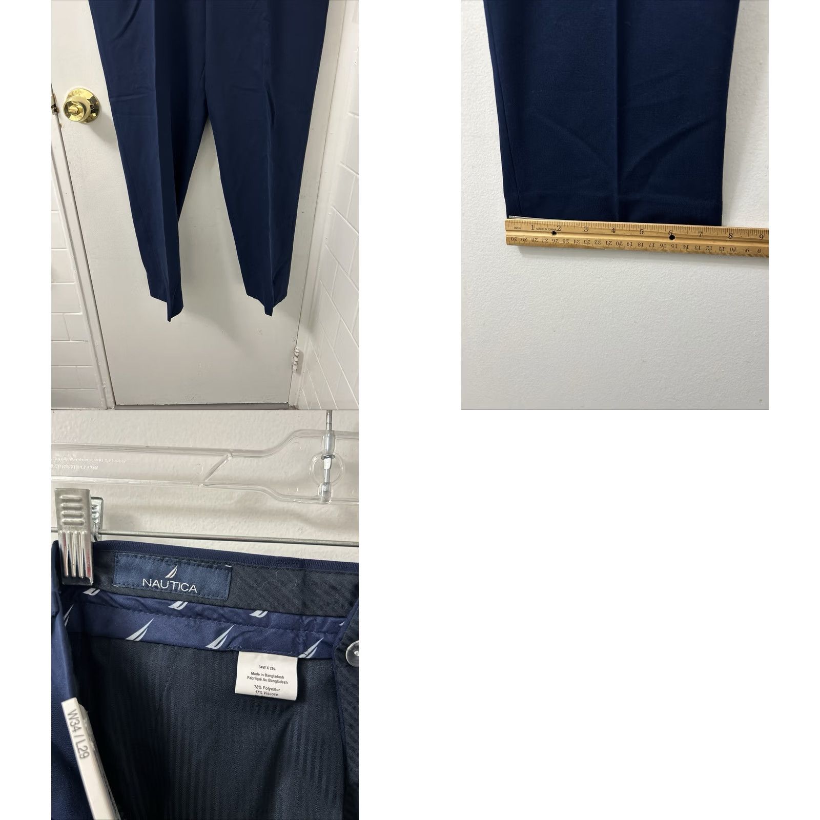 Nautica Nautica Performance Pants Mens 34x29 Blue Bi-Stretch Comfort Waistband Dress Pants Travel Business Size US 34 / EU 50 - 8 Thumbnail