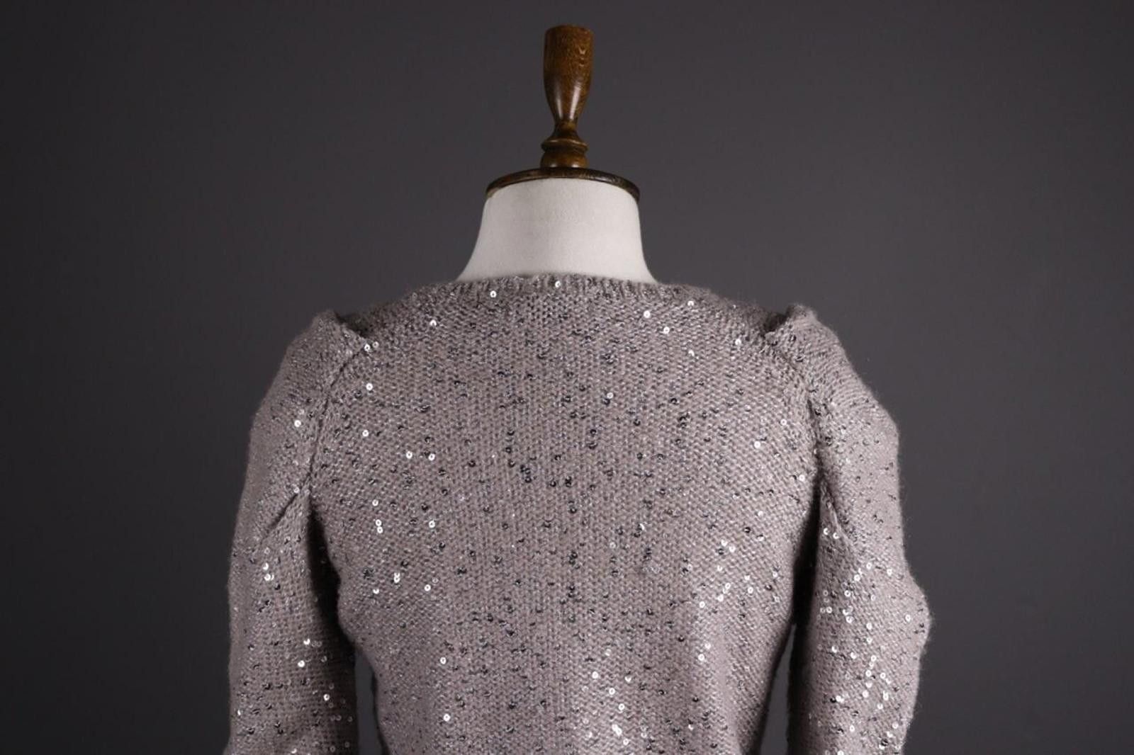 Kokaine Kookai Gray Mohair Wool Sequin Cardigan Sweater Size 1 / S Size M / US 6-8 / IT 42-44 - 6 Thumbnail