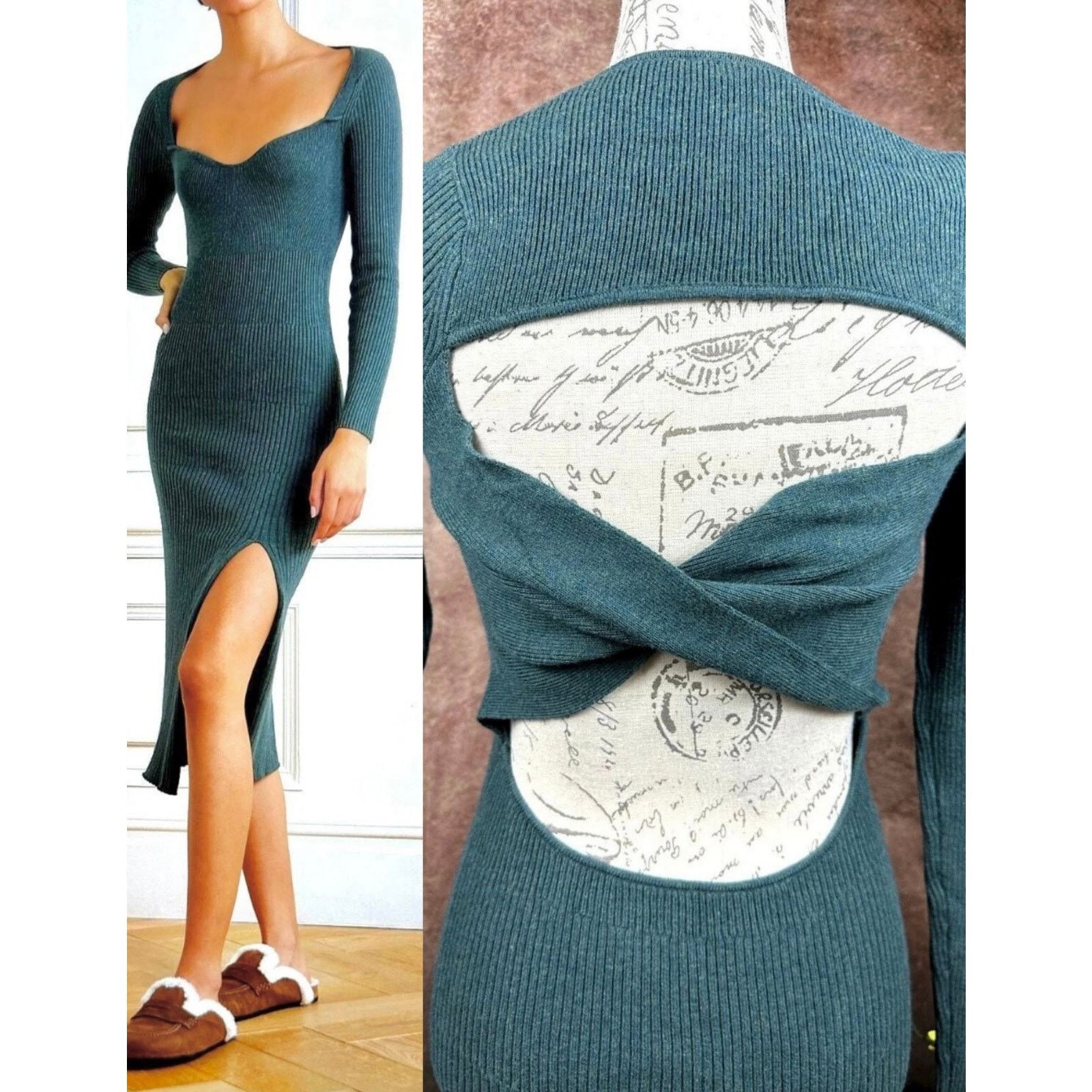 Other Skin Worldwide Mariana Cut Out Dress Moss Green Size S Size S / US 4 / IT 40 - 2 Thumbnail