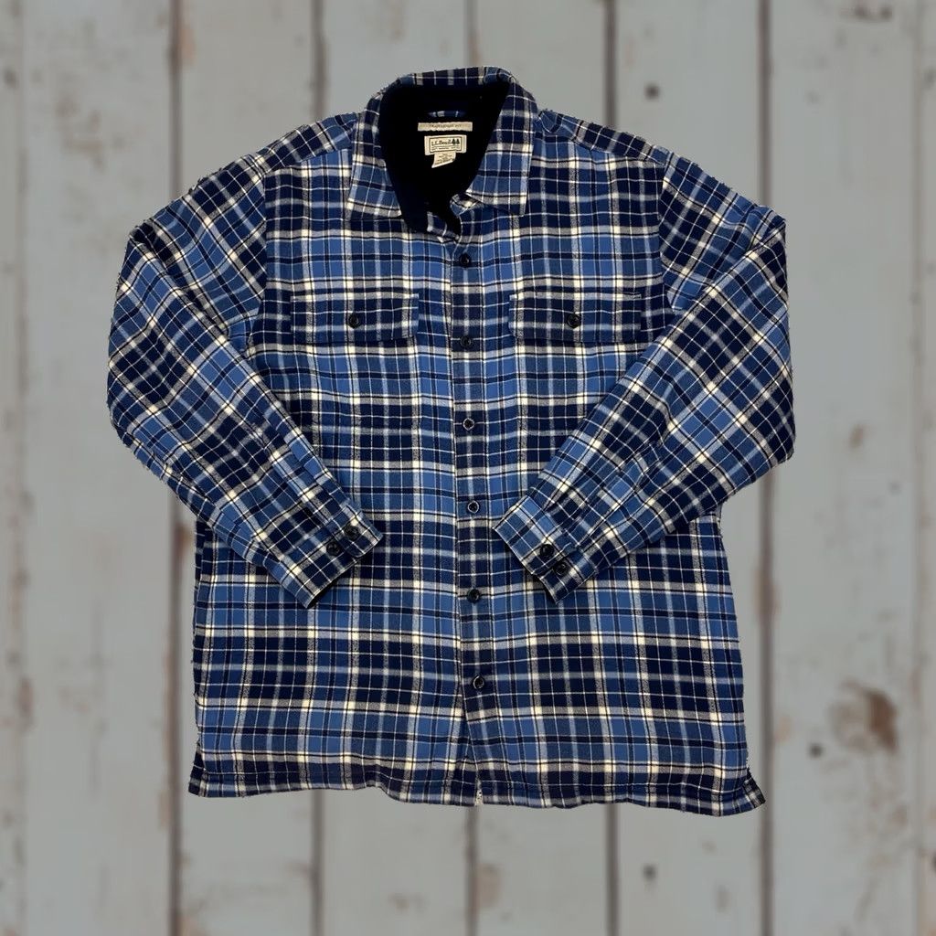 Vintage VINTAGE L.L. Bean Flannel Lined Work Shirt Mens Large Outdoors Hiking Shirt Size US L / EU 52-54 / 3 - 1 Thumbnail