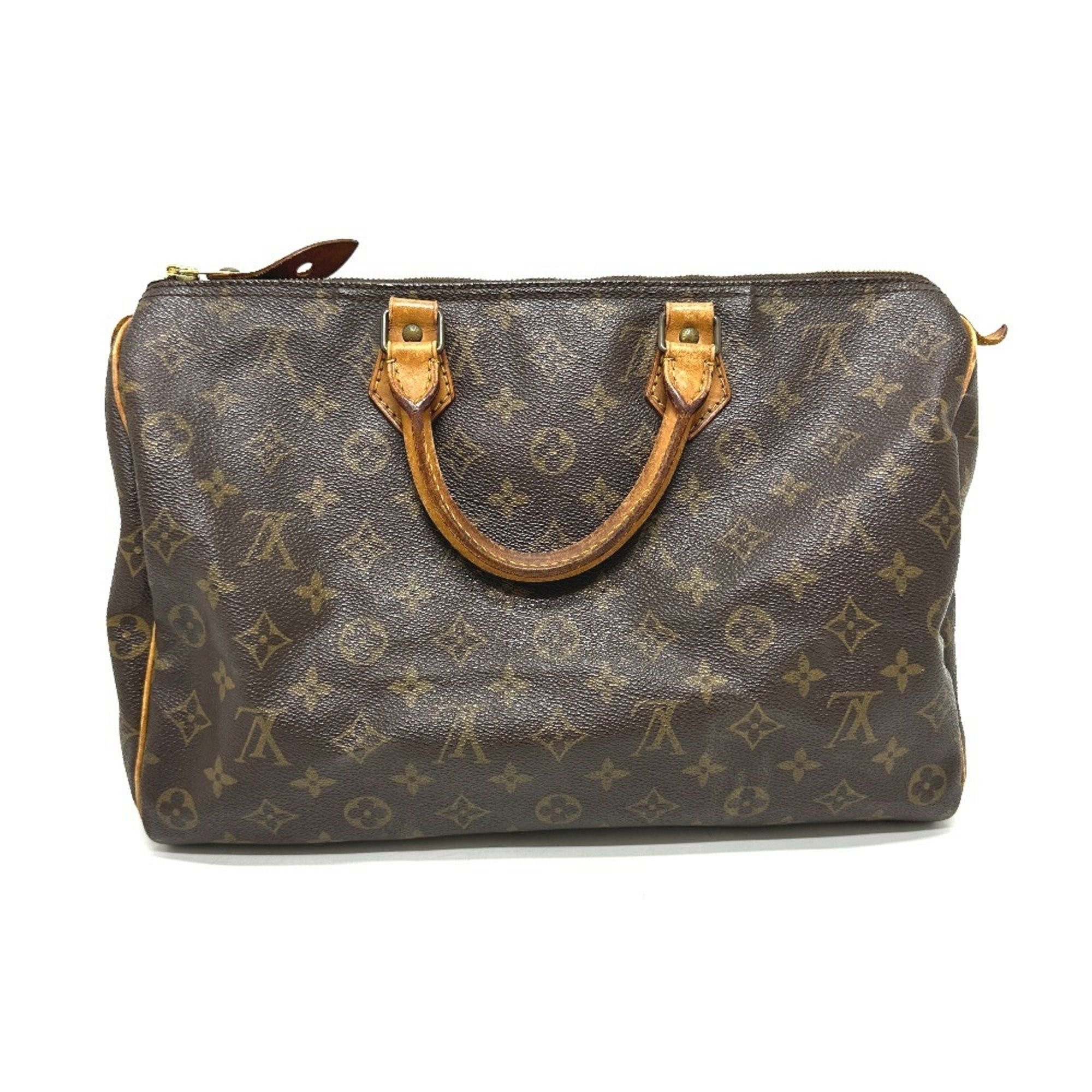 Louis Vuitton M41524 Monogram Speedy 35 Tote Bag Mini Boston Handbag Canvas Men's Women's Brown