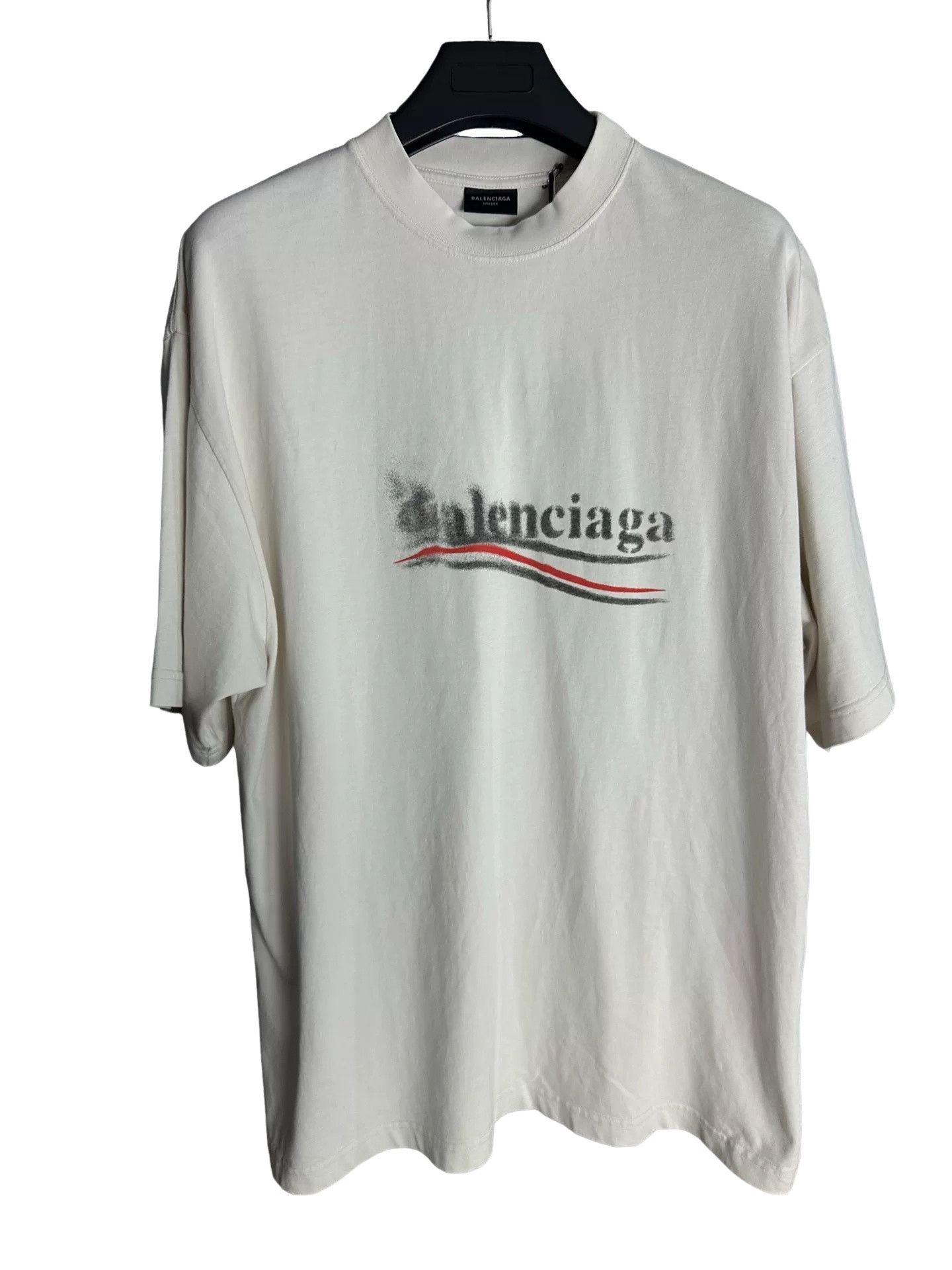 Balenciaga Balenciaga Blurred Wave Logo T-Shirt Size L Size US L / EU 52-54 / 3 - 1 Thumbnail