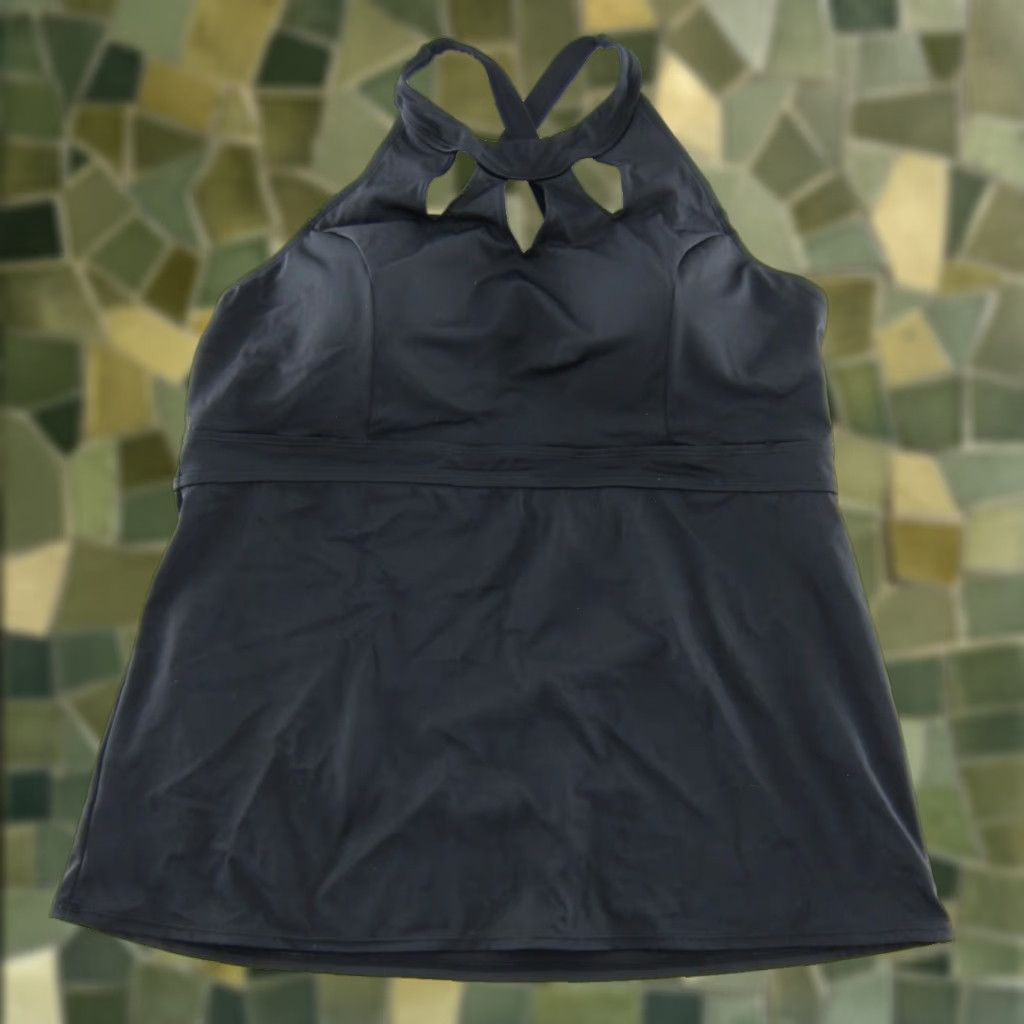 Vintage NWT Septangle Classic Black High Neck Tankini Swim Top Women 16 Size XXL / US 16-18 / IT 52-54 - 1 Thumbnail