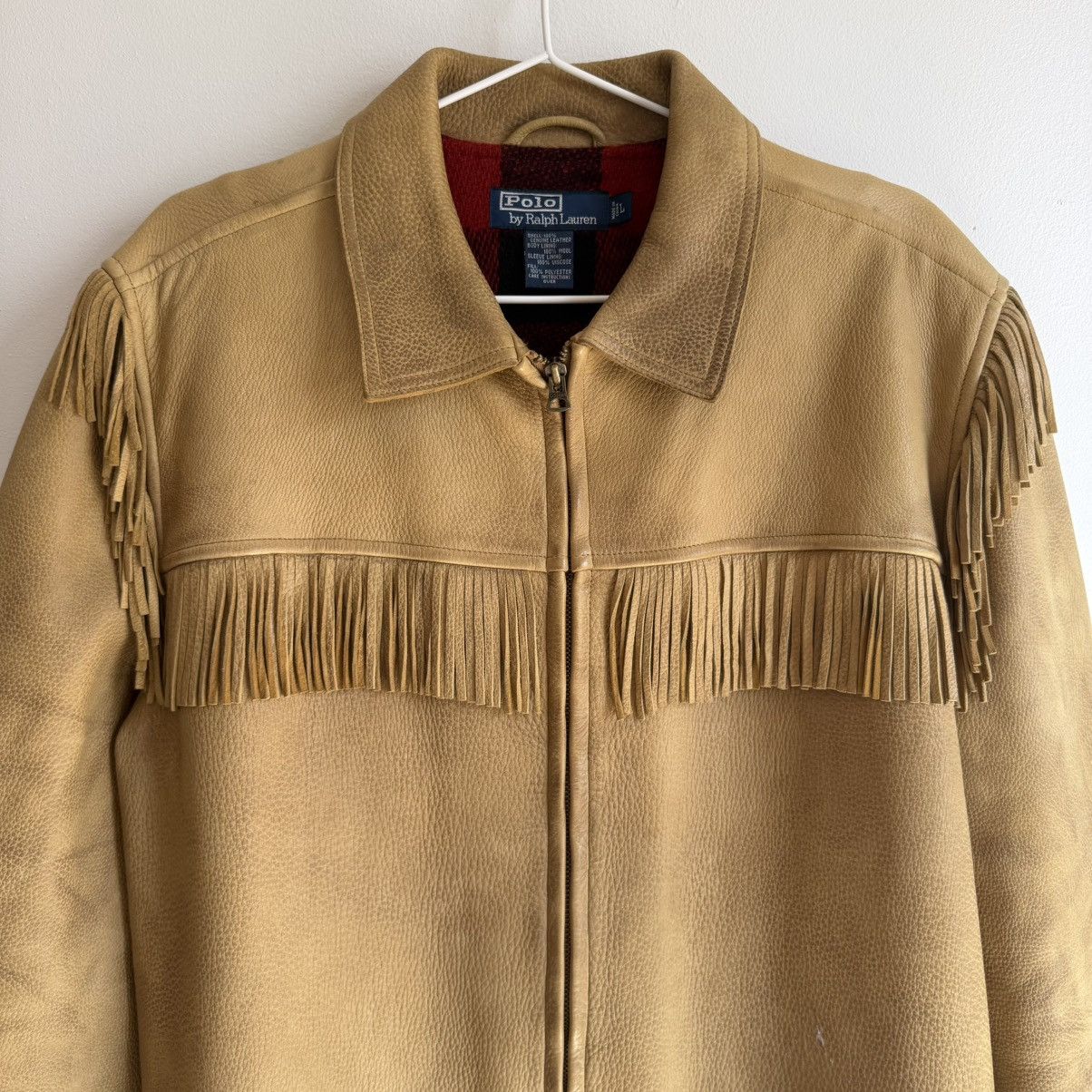 Ralph Lauren RALPH LAUREN Leather Fringe Jacket w/Plaid lining Size US L / EU 52-54 / 3 - 2 Thumbnail