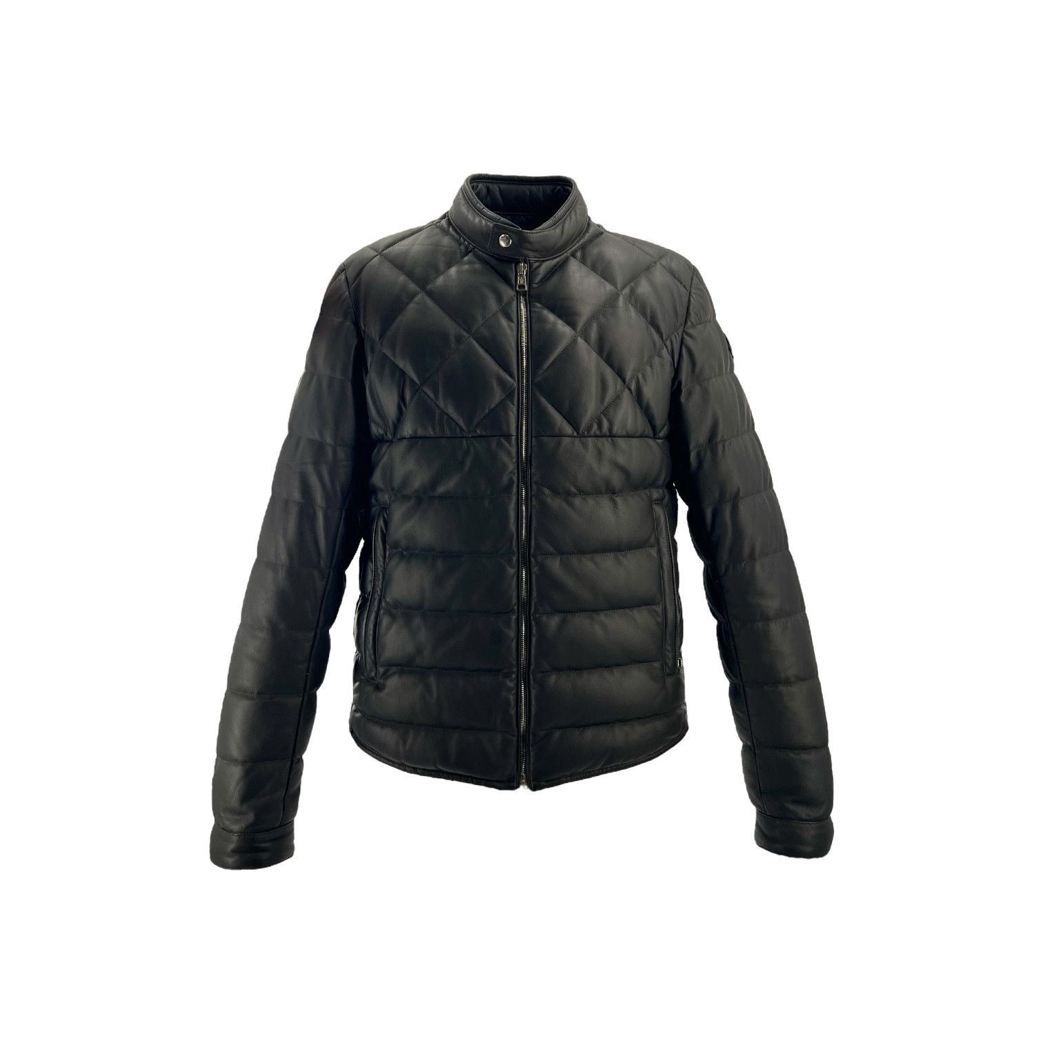 Moncler Grenelle Dark Olive Puffer Down Leather Jacket w/ Quilting 2 Size US M / EU 48-50 / 2 - 1 Thumbnail