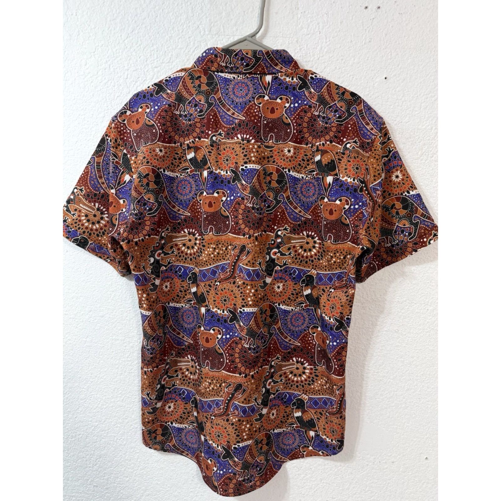 KangaROOS RSVLTS Mens Button-Down Shirt Orange Short Sleeve Hawaii USA Kangaroo Pattern Casual Size US M / EU 48-50 / 2 - 6 Thumbnail