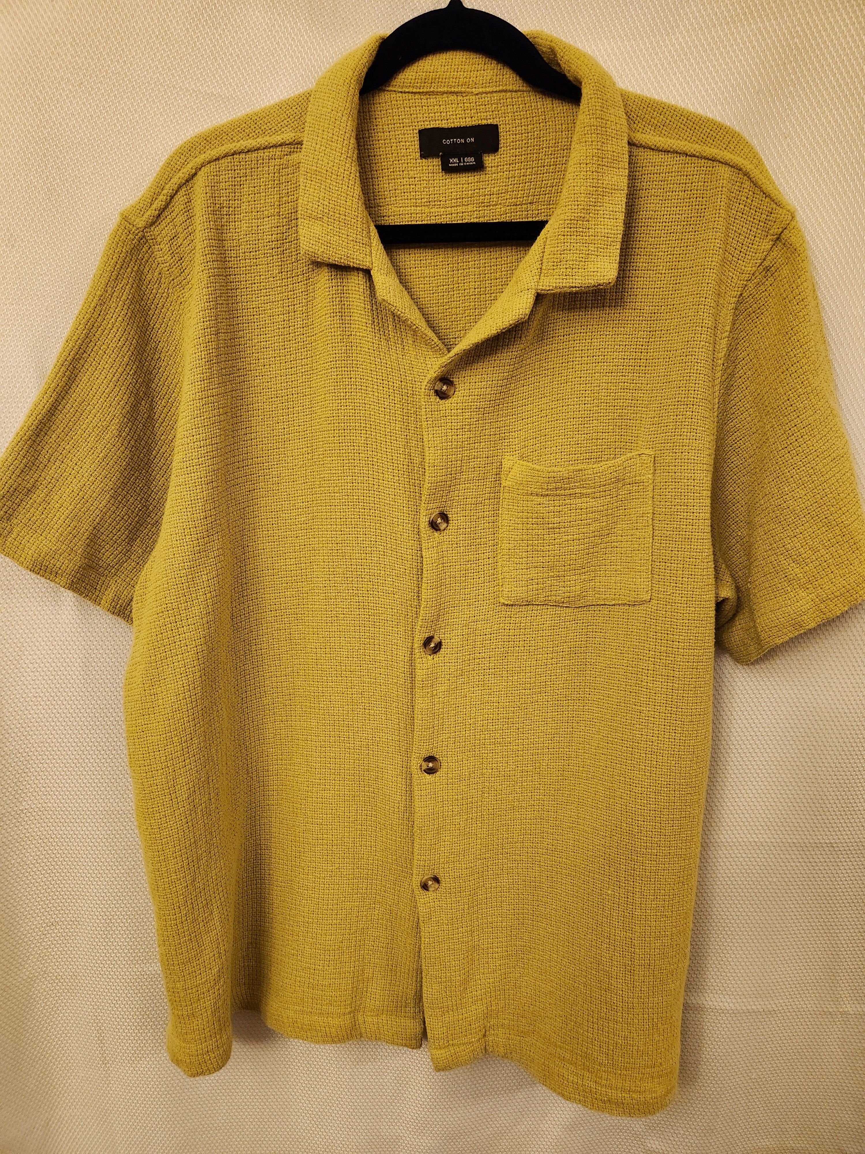 Cotton On Men's 100% Cotton Woven Textured Mustard Colored SS Shirt Size US XXL / EU 58 / 5 - 1 Thumbnail