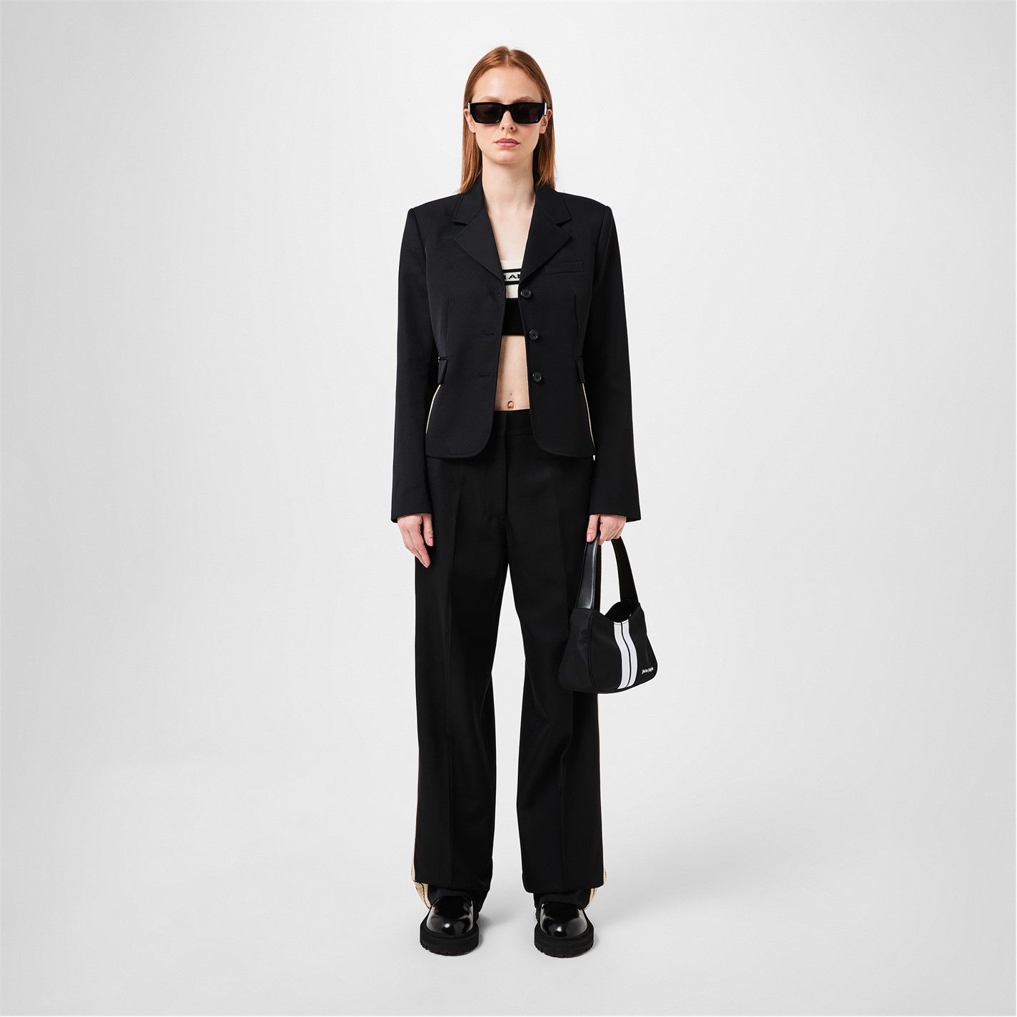Palm Angels o1g2r1mq0325 knit Tape Straight Trouser in Black & Beige Size 27" / US 4 / IT 40 - 6 Thumbnail