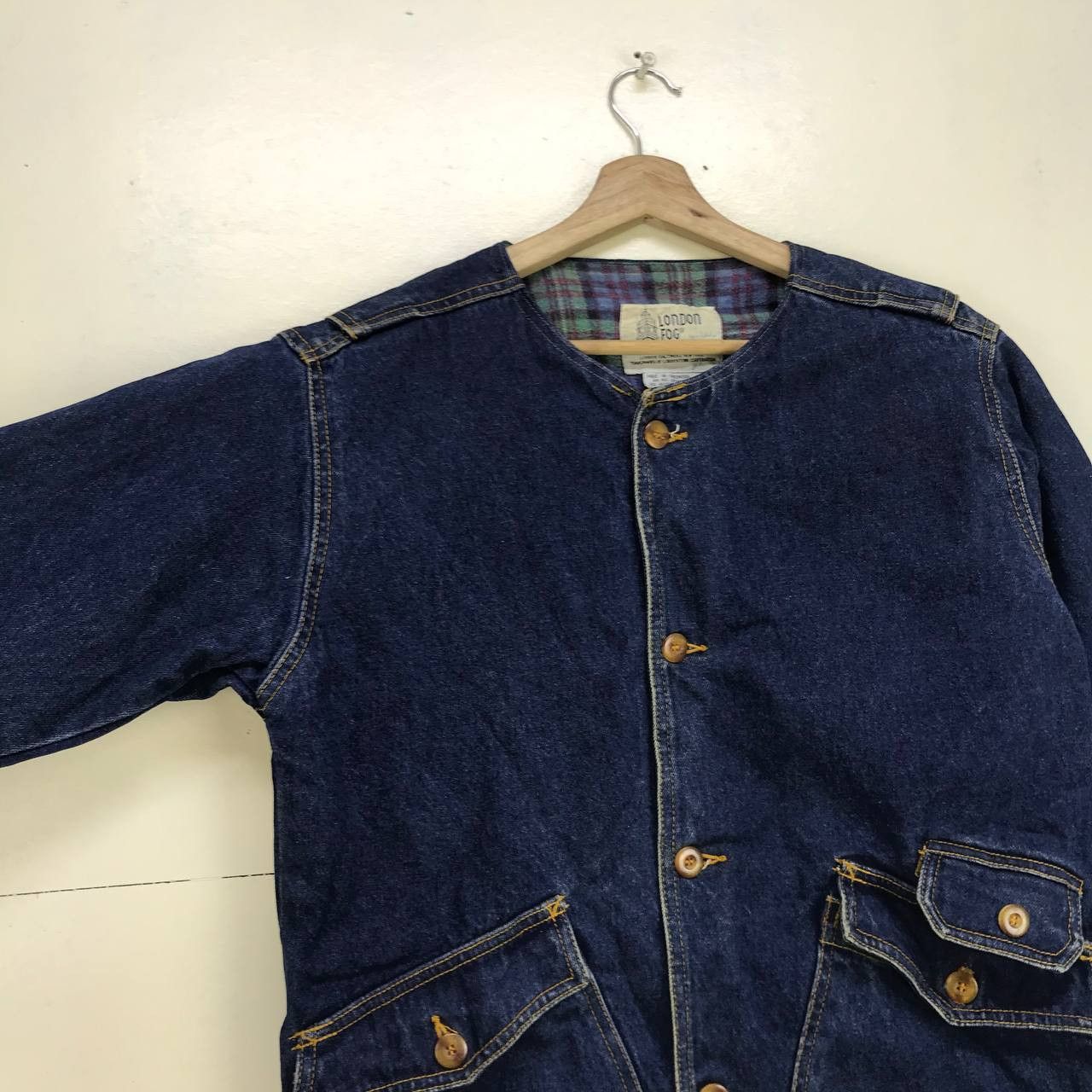 London Fog Vintage London Fog Collarless Denim Jacket Size US S / EU 44-46 / 1 - 7 Thumbnail