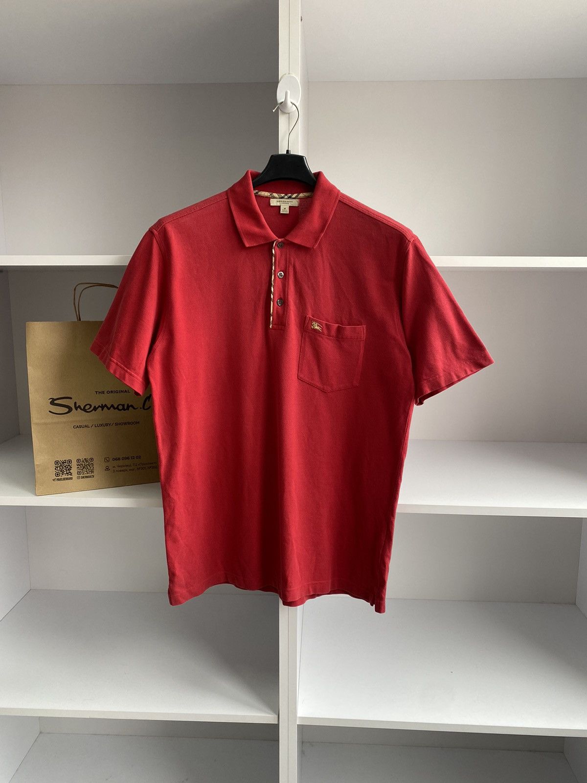 Burberry × Vintage Vintage Burberry Red Polo T-Shirt Size US M / EU 48-50 / 2 - 1 Thumbnail