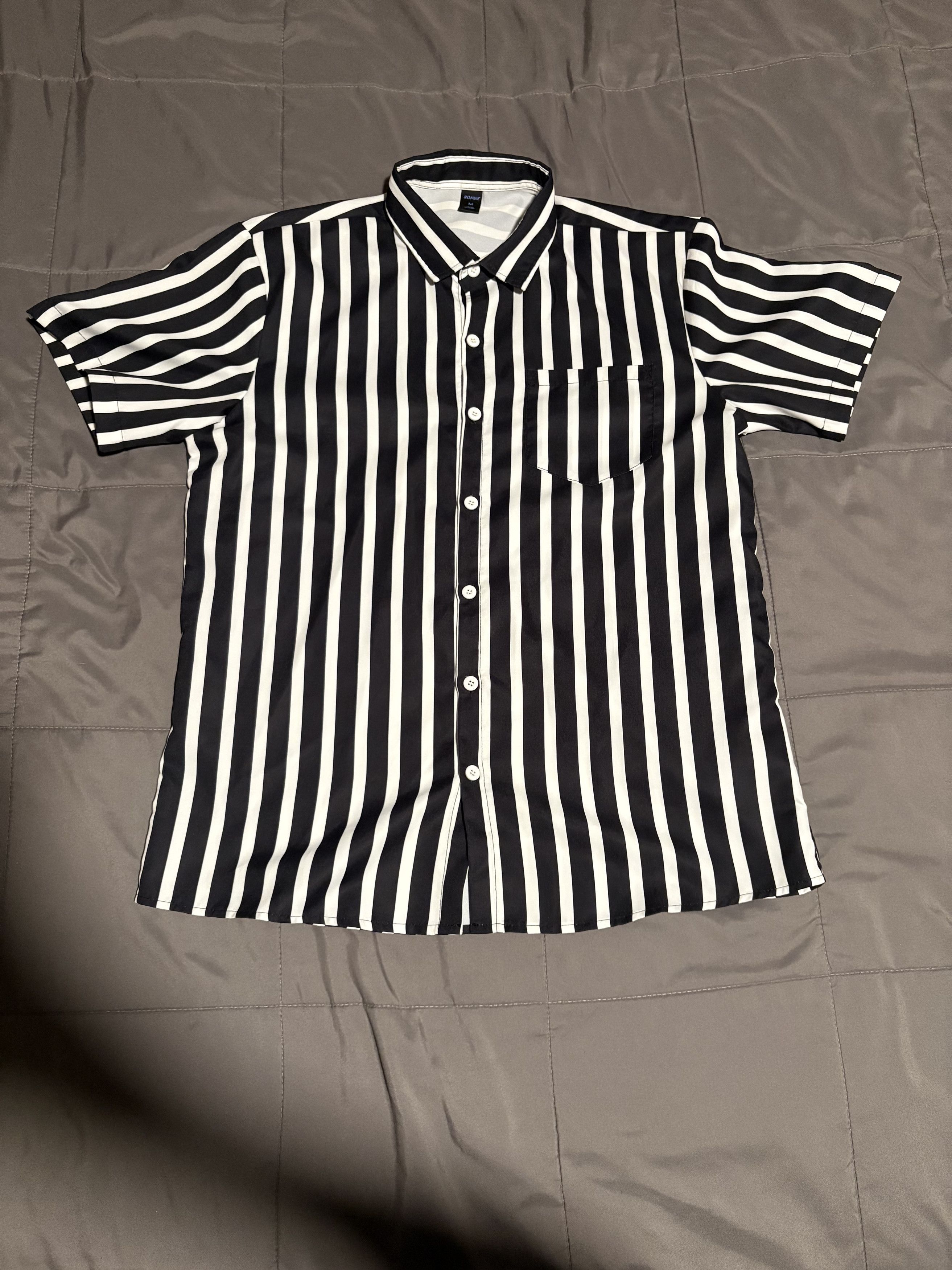 Other Black And White Striped Short Sleeve Shirt Size US M / EU 48-50 / 2 - 1 Thumbnail