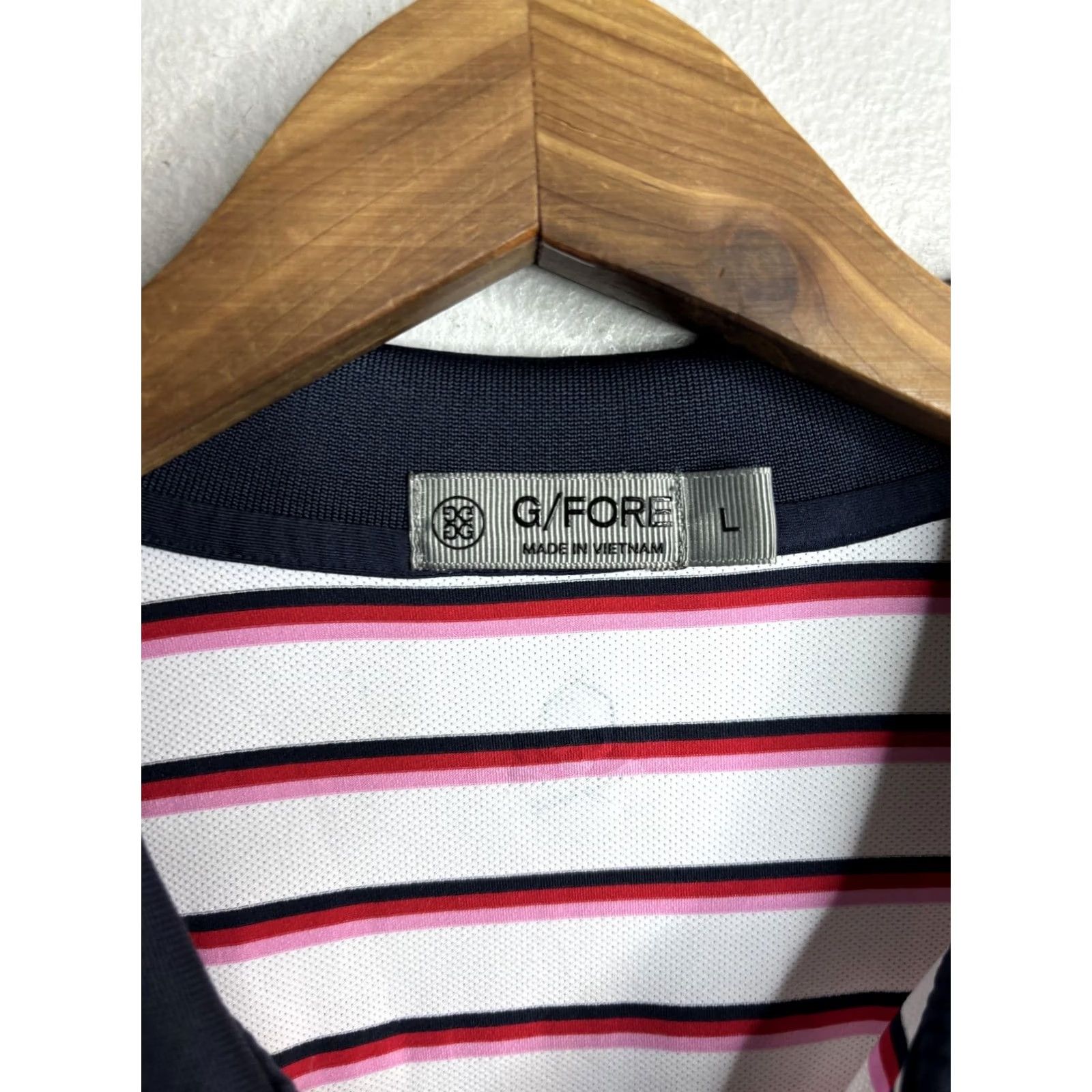 G/FORE G/FORE Polo Shirt Mens Large White Navy Red Striped Skull Golf Performance Shirt Size US L / EU 52-54 / 3 - 3 Thumbnail