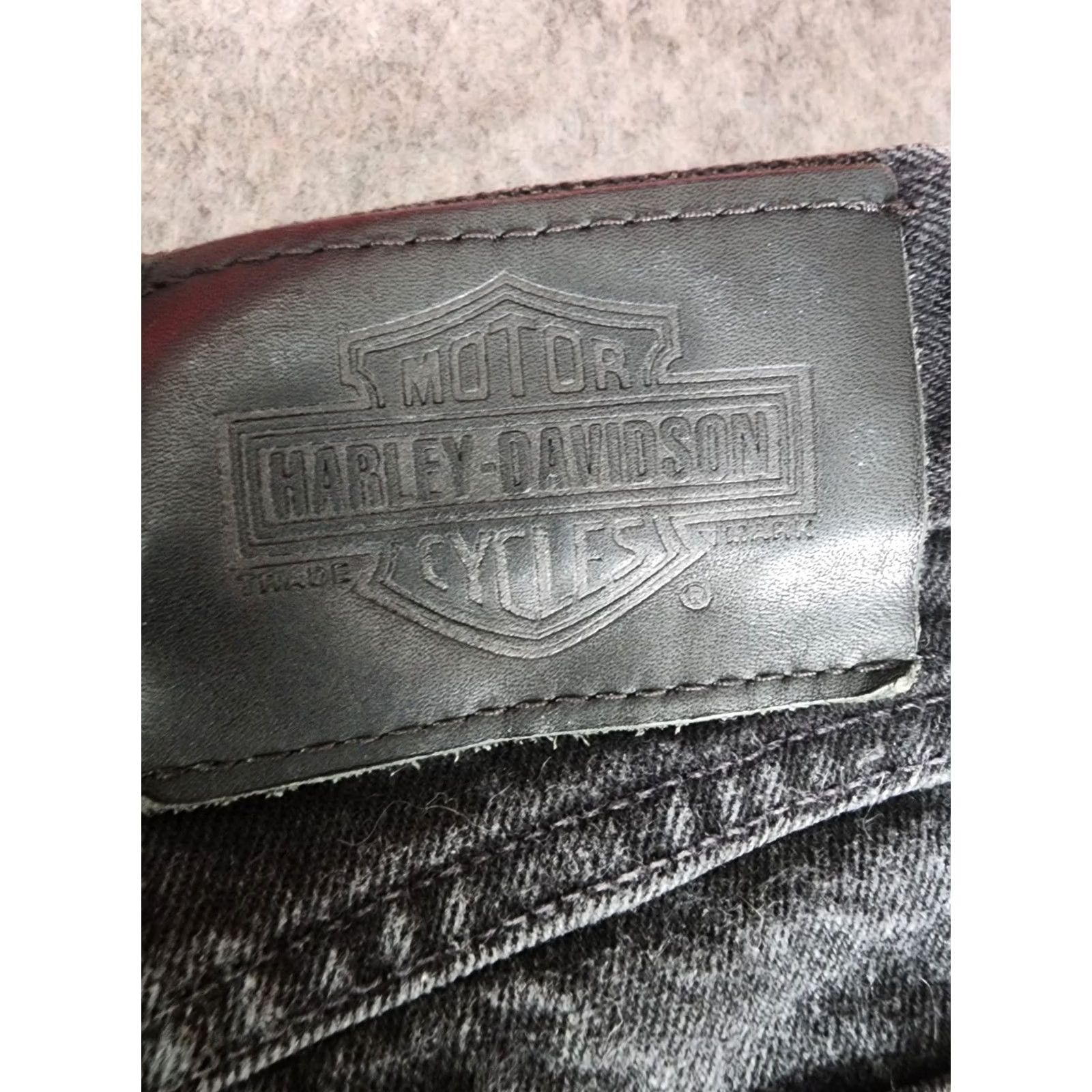 Harley Davidson Harley-Davidson Jeans Woman Size 10 Black Straight Denim 100% Cotton Mid Rise Regular Pattern: Solid Theme: Biker Size 32" / US 10 / IT 46 - 5 Thumbnail