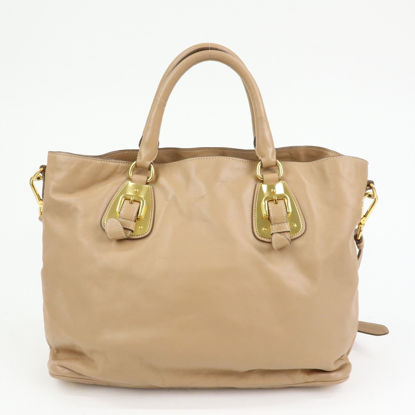 Prada Prada Soft Calf Leather Shoulder Bag Tan Size ONE SIZE - 2 Thumbnail