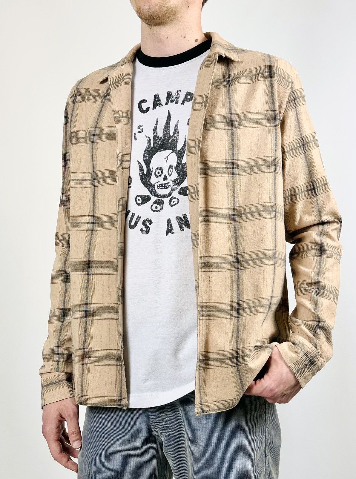 Allsaints Allsaints Flannel Distressed Velcoro Check Long Sleeve Shirt Size US M / EU 48-50 / 2 - 3 Thumbnail