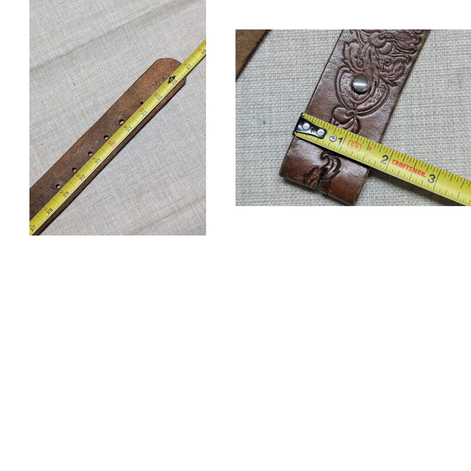 Vintage VINTAGE belt WESTERN brown leather TOOLED handcrafted 30 belt Mens Boho Hippie Southwestern 30/31 Size 30 - 8 Thumbnail