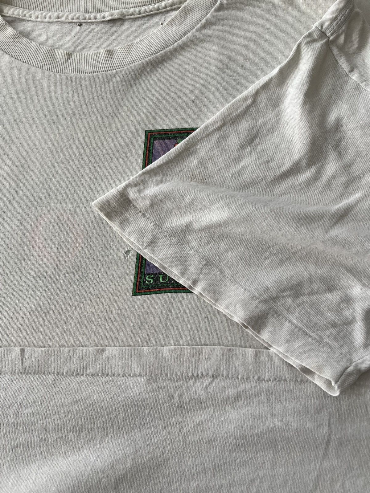 Vintage Vintage 90s Frog Rainforest Sun Lover Thrashed White T-shirt Size US XL / EU 56 / 4 - 9 Thumbnail