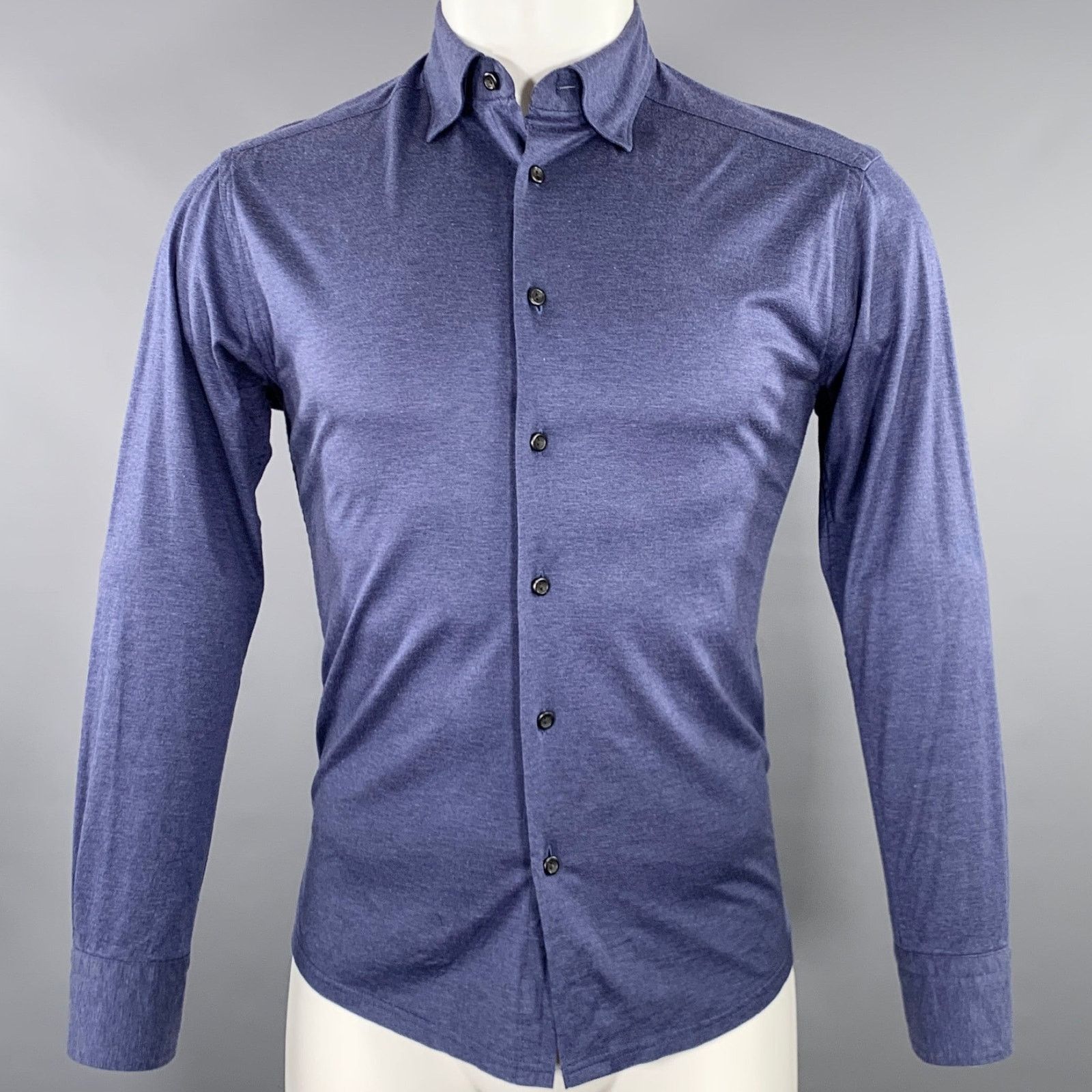 Eton ETON Size M Blue Cotton Long Sleeve Shirt Size US M / EU 48-50 / 2 - 1 Thumbnail