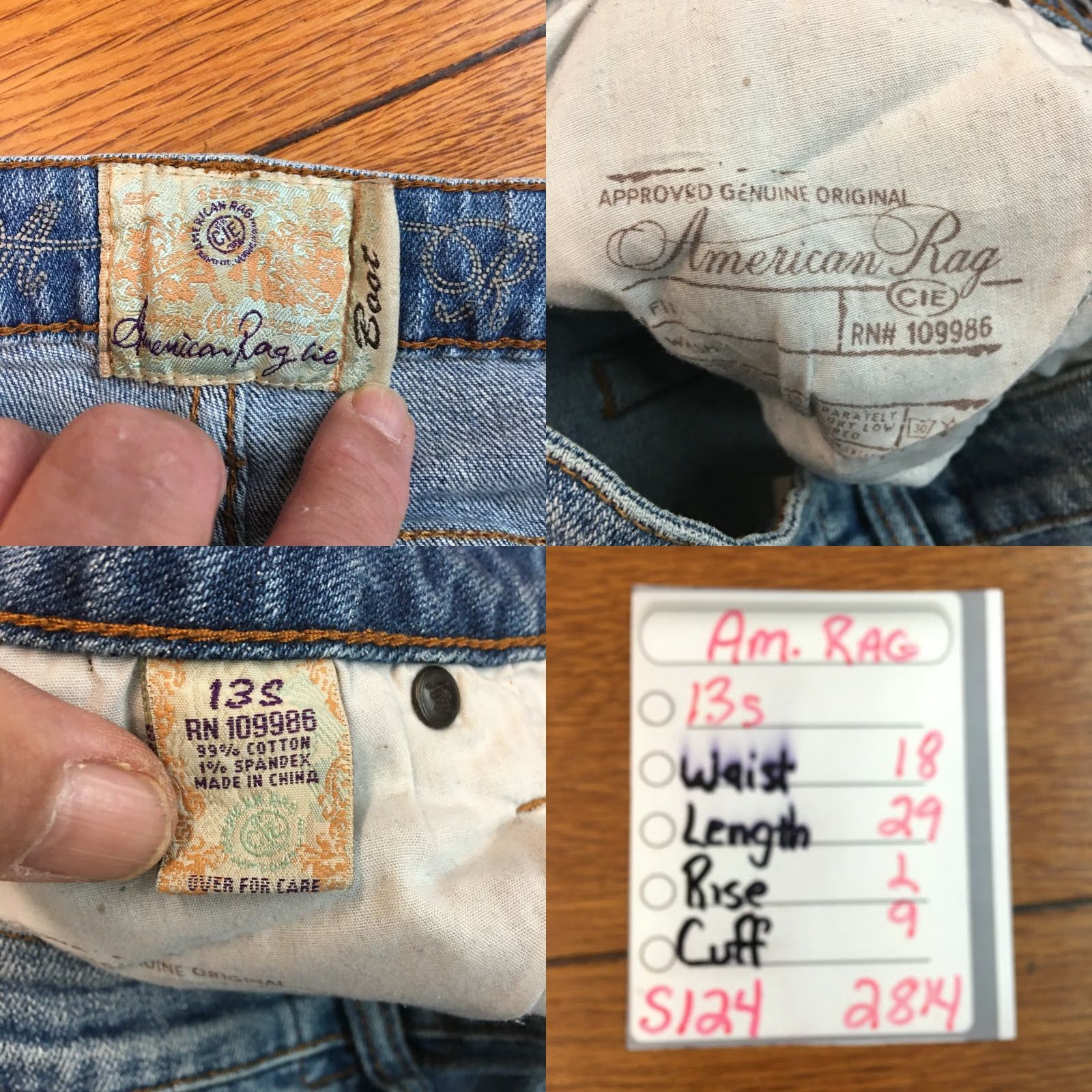 Vintage American Rag Cie Denim Jeans Womens 13S Blue 36X29 Bootcut Stretch Curvy Fit Size 34" / US 12 / IT 48 - 8 Thumbnail